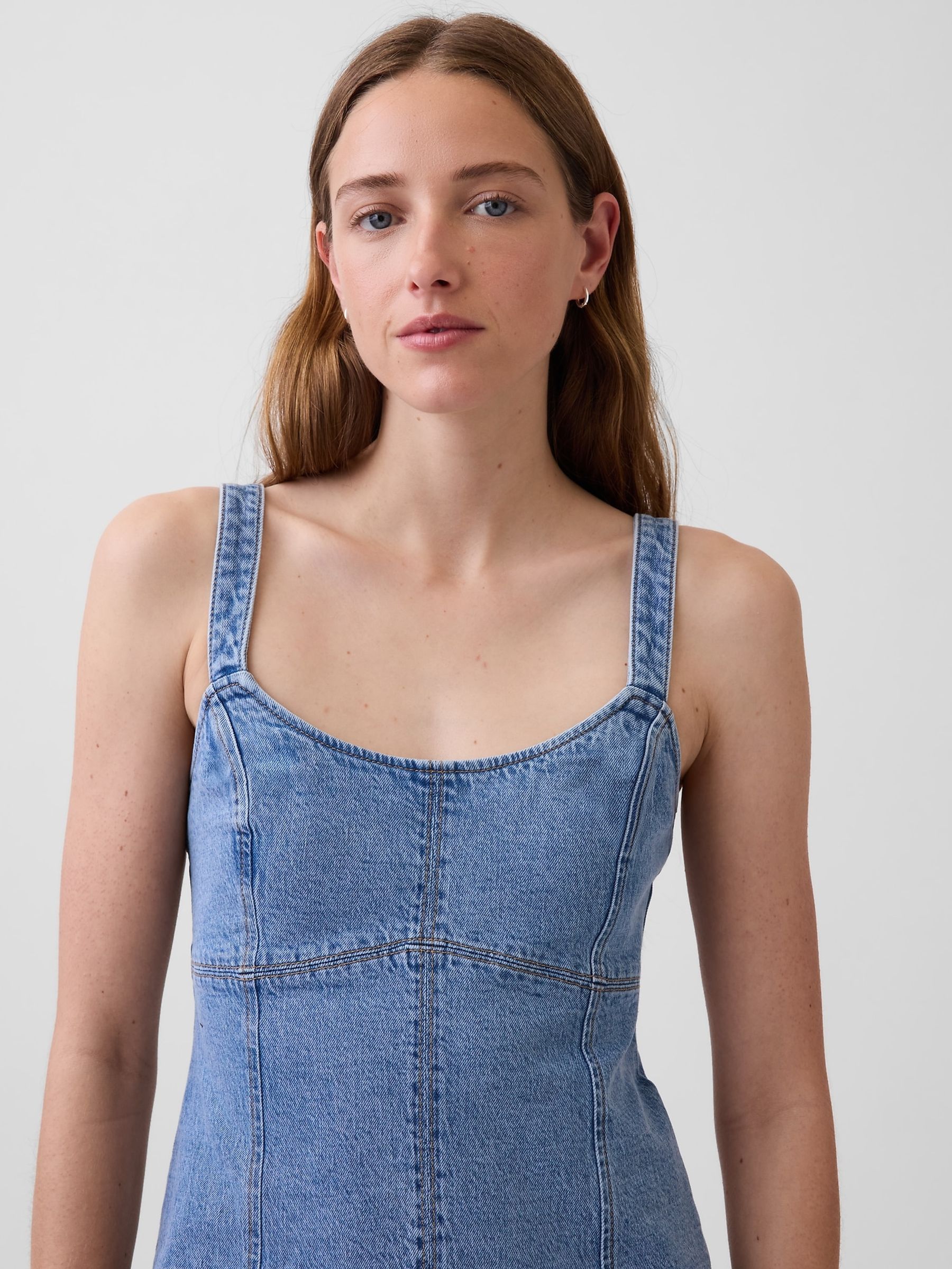 Blue Denim Panelled Mini Dress - Image 5 of 5 Blue Denim Panelled Mini Dress - Image 5 of 5