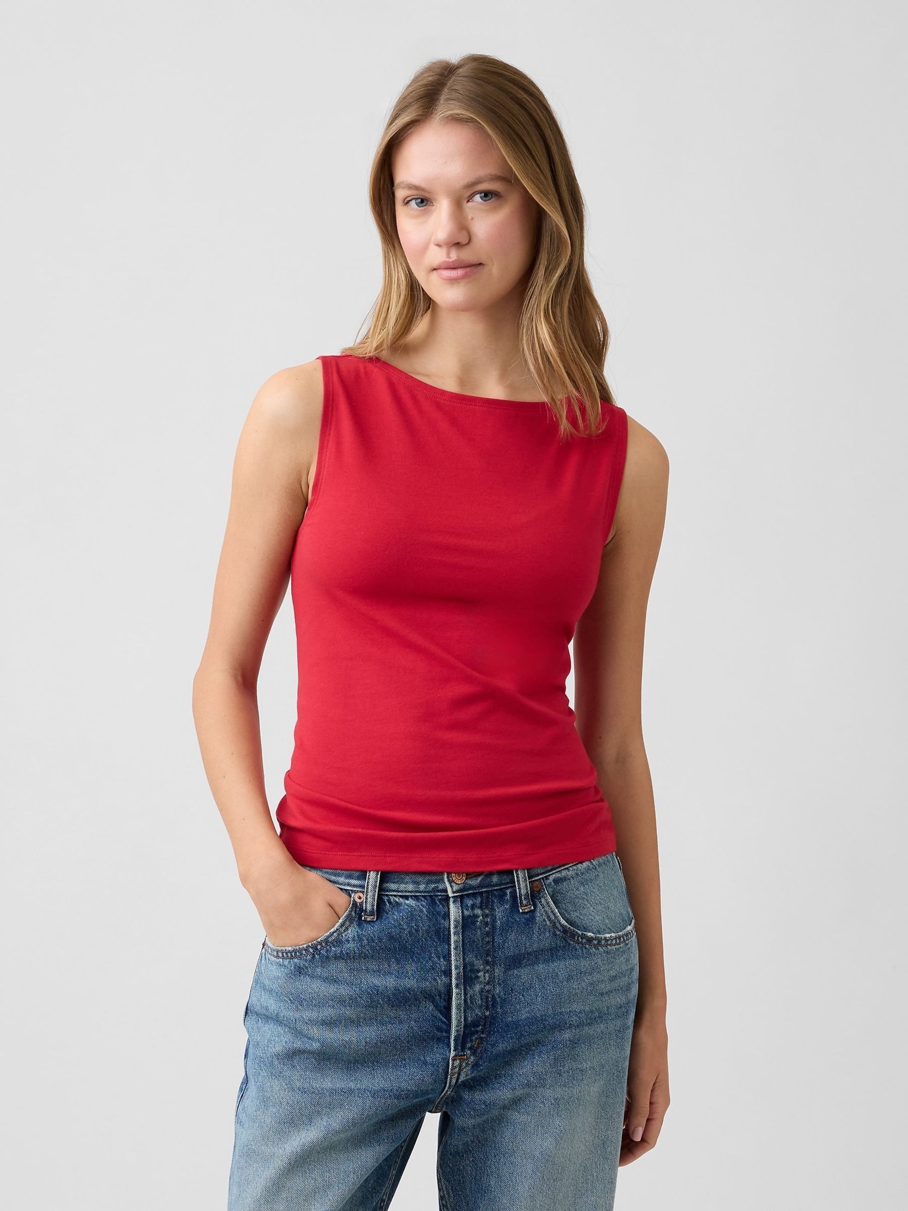 Red Boatneck Vest - Image 1 of 5