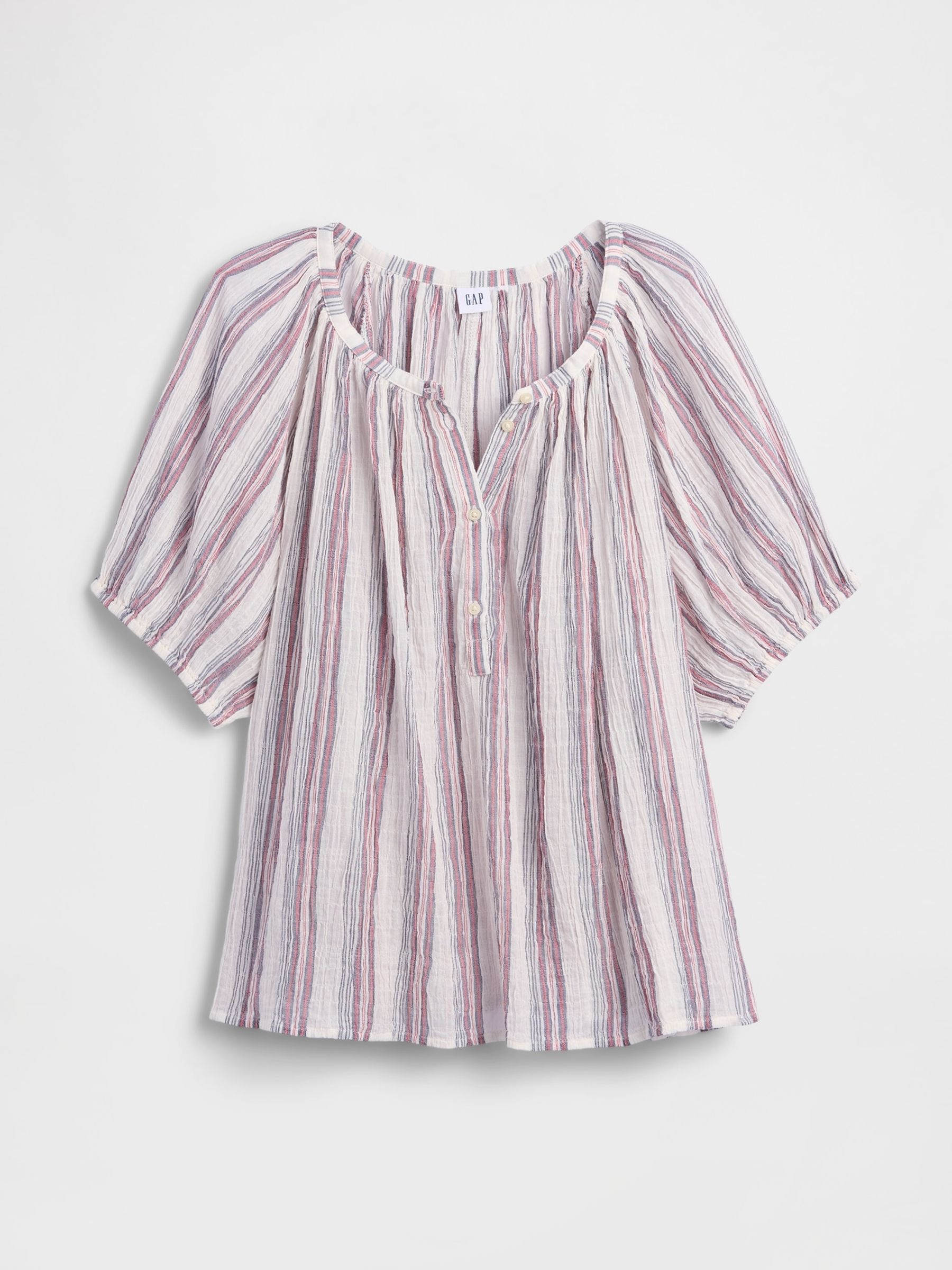 Cream/Pink stripe Oversized Puff Sleeve Top - Image 5 of 5