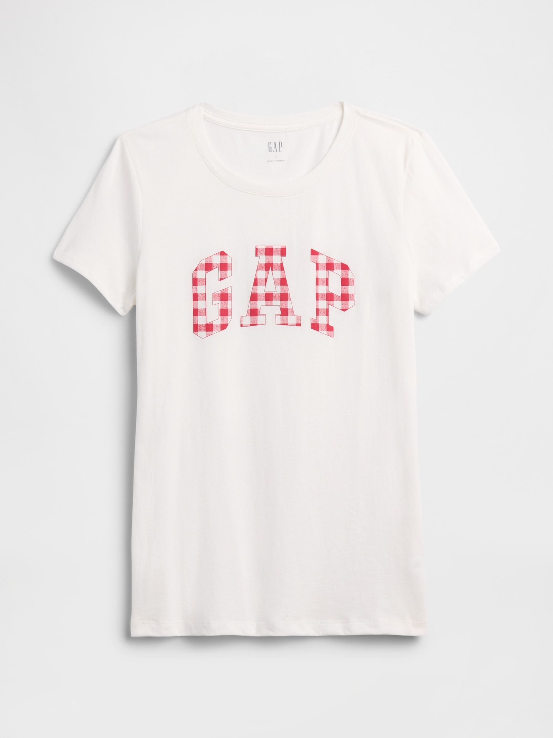 White/Red Gingham Logo Short Sleeve T-Shirt - Image 5 of 5