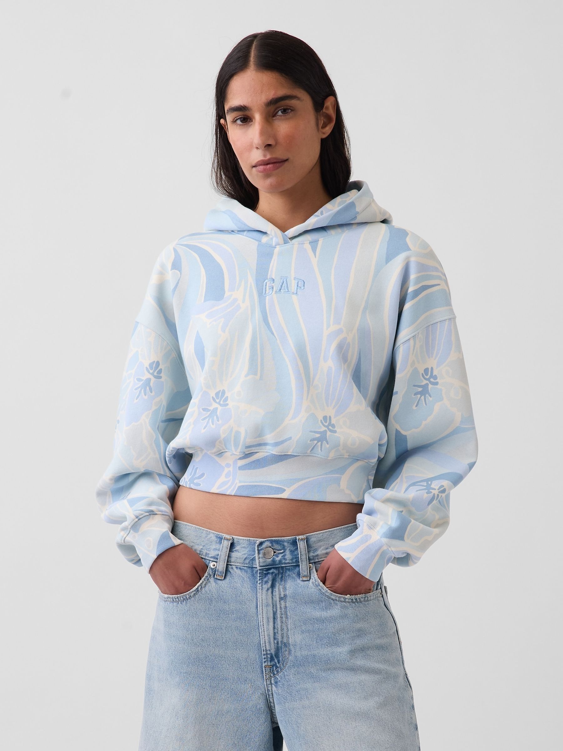 Blue Print VintageSoft Crop Logo Hoodie - Image 1 of 4
