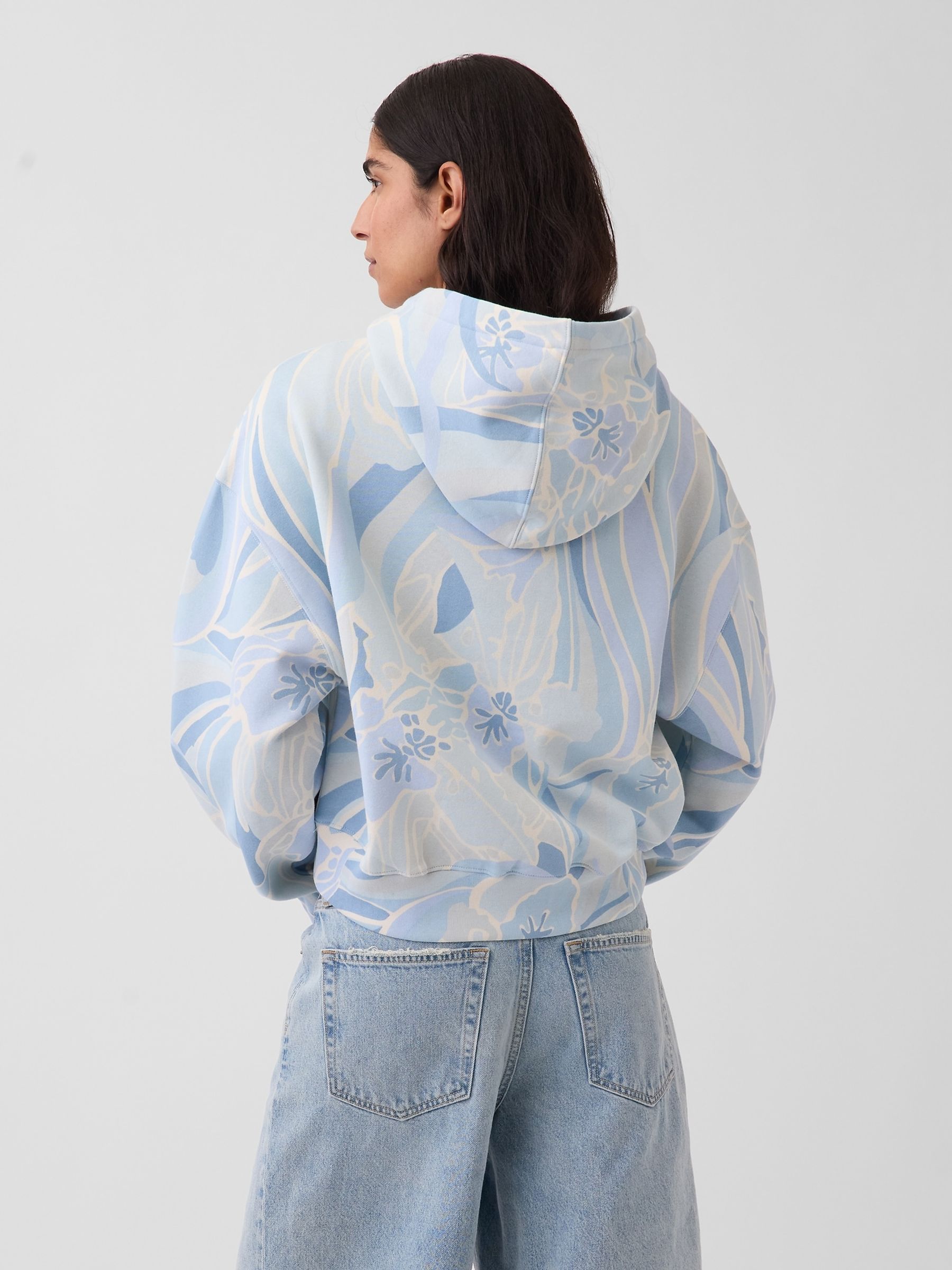 Blue Print VintageSoft Crop Logo Hoodie - Image 2 of 4 Blue Print VintageSoft Crop Logo Hoodie - Image 2 of 4