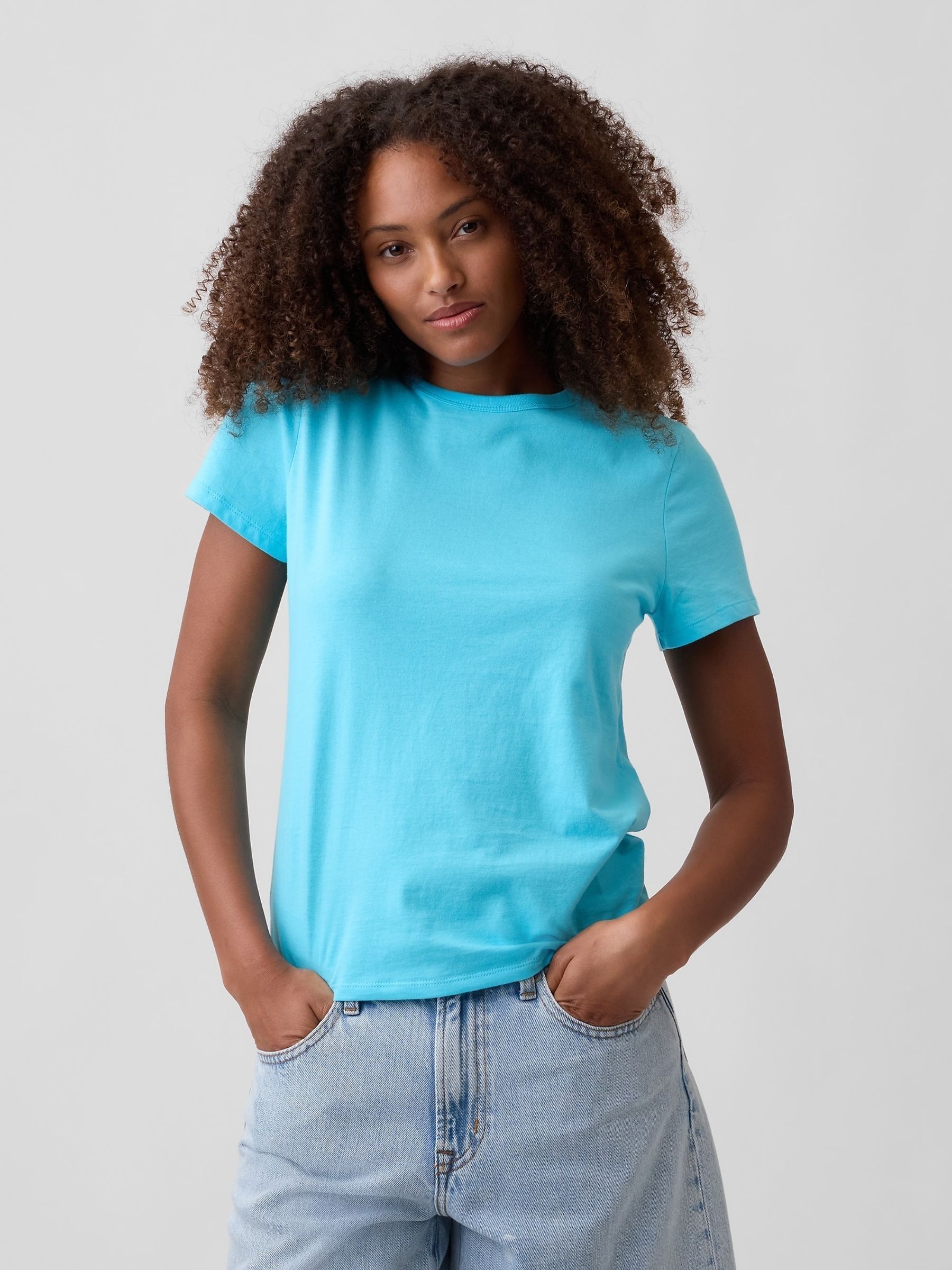 Turquoise Blue Crew Neck Favourite Short Sleeve T-Shirt - Image 1 of 5