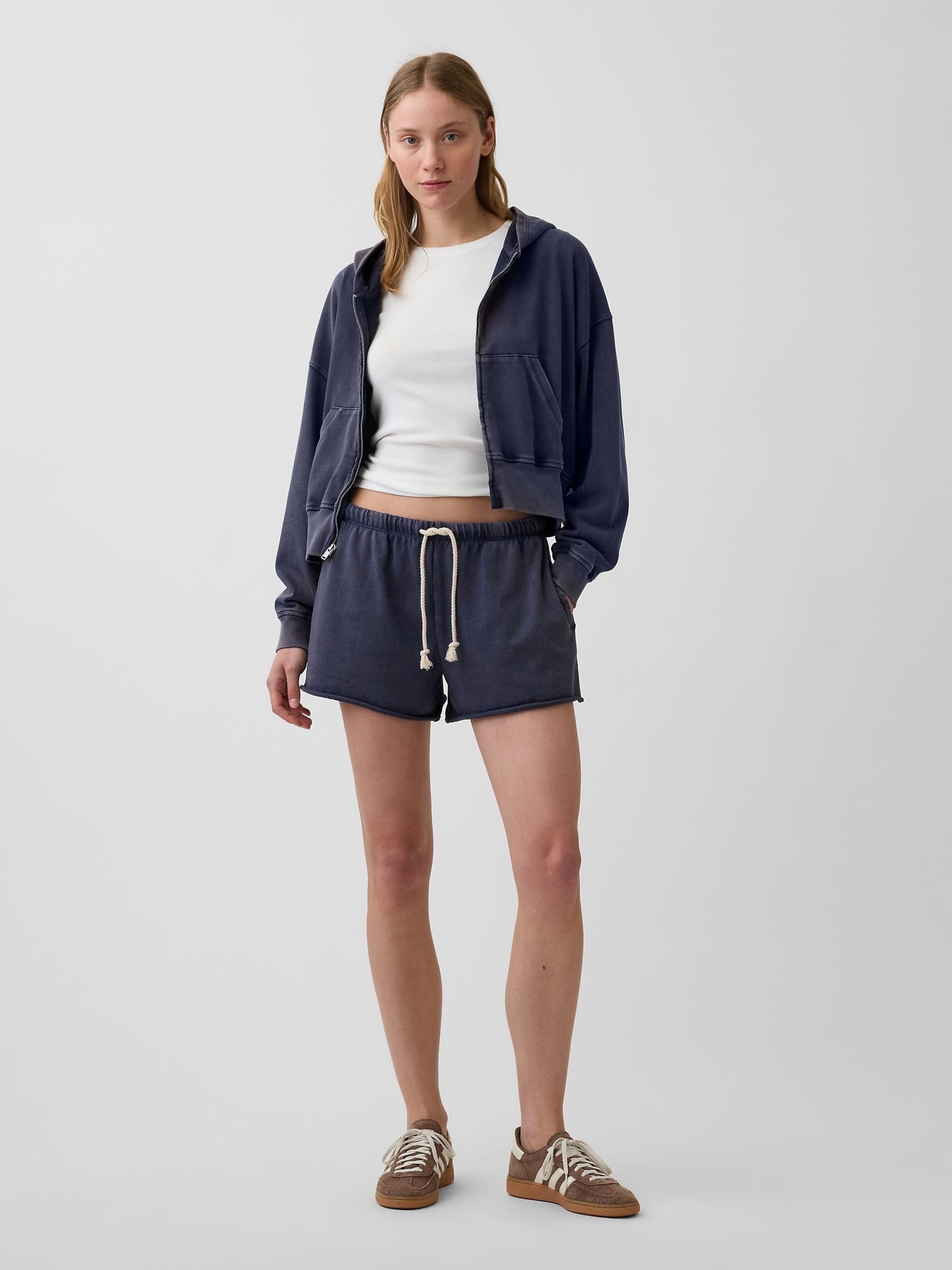 Navy 3.5 inch VintageSoft French Terry Relaxed Sweat Shorts - Image 4 of 5