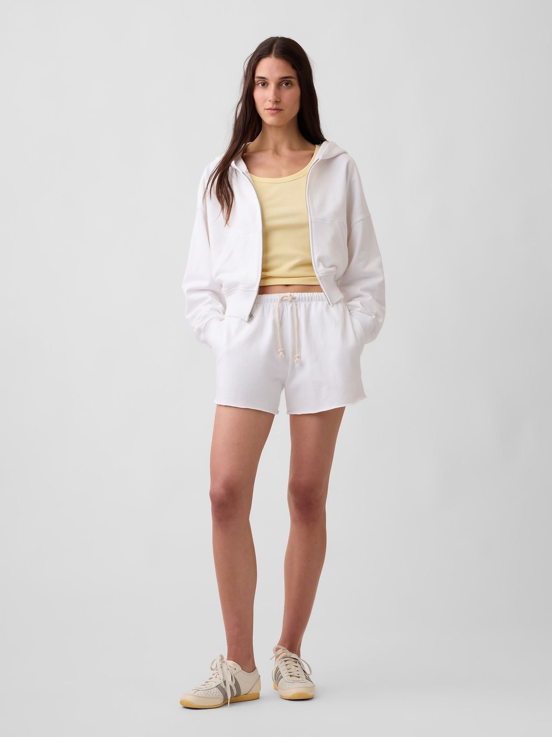 White 3.5 inch VintageSoft French Terry Relaxed Sweat Shorts - Image 4 of 6