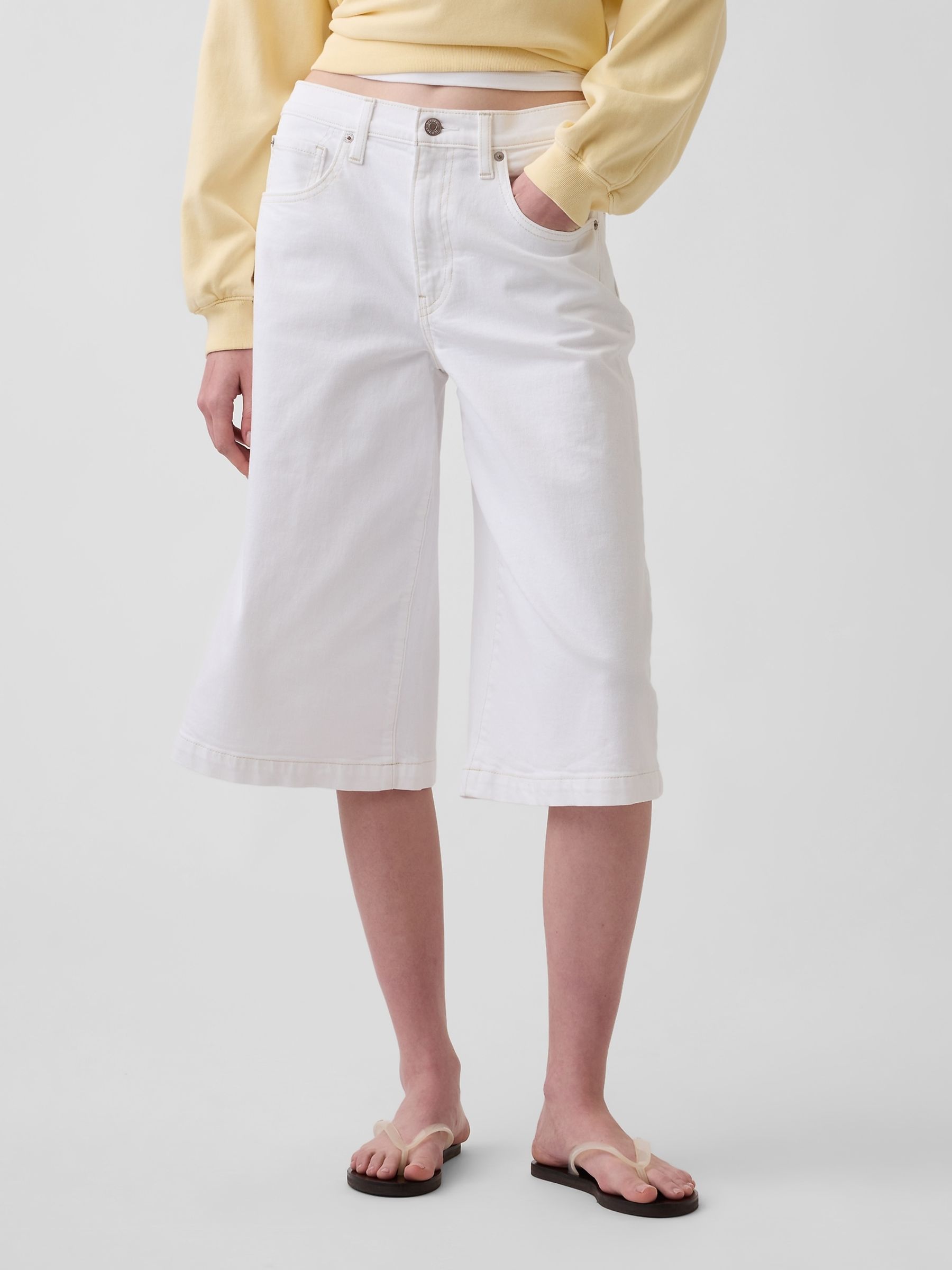 White High Waisted Culotte Jeans - Image 1 of 4