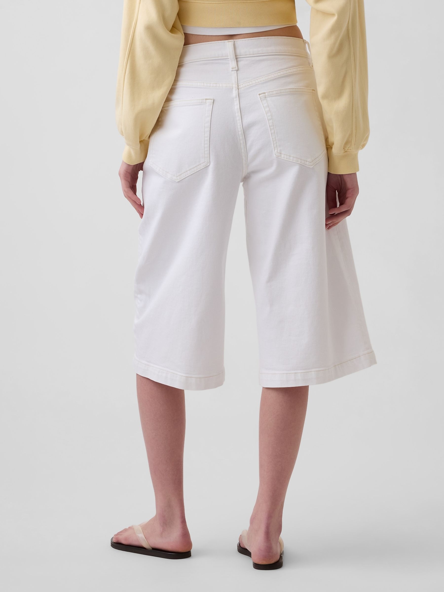 White High Waisted Culotte Jeans - Image 2 of 4
