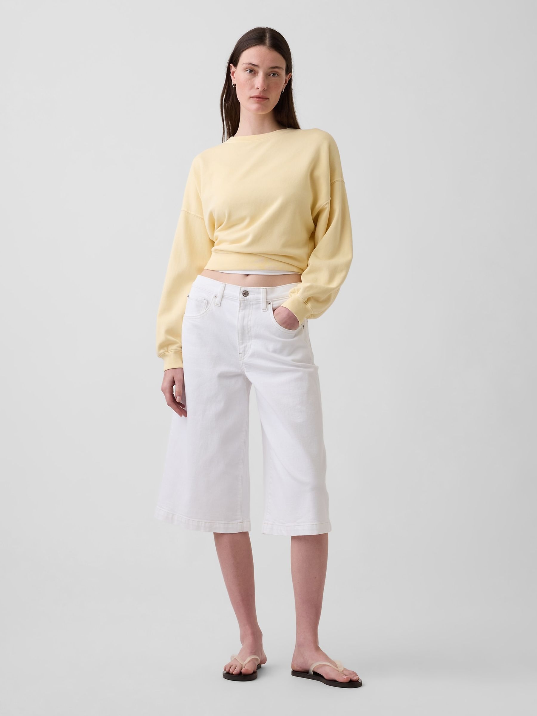 White High Waisted Culotte Jeans - Image 3 of 4