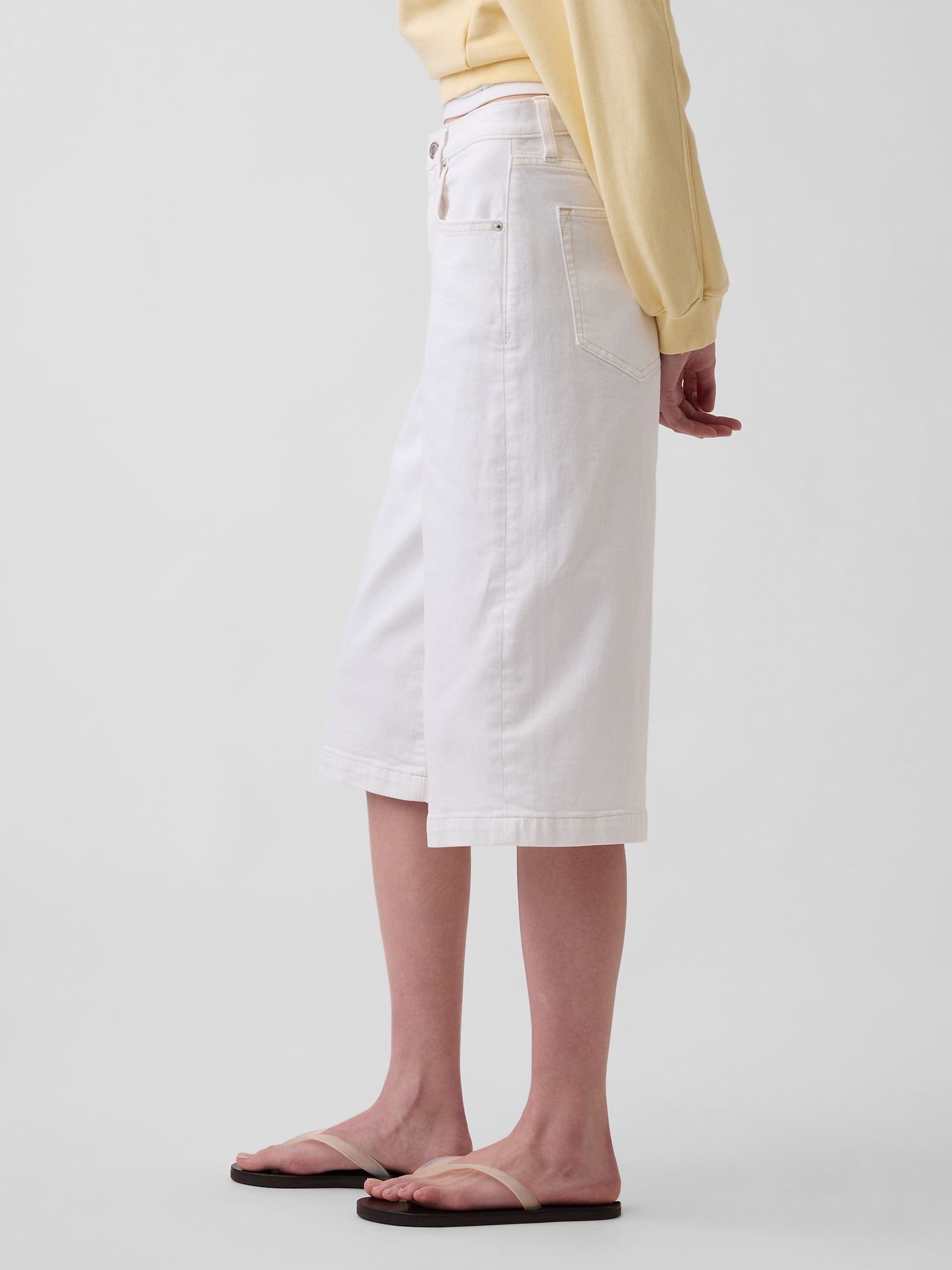 White High Waisted Culotte Jeans - Image 4 of 4