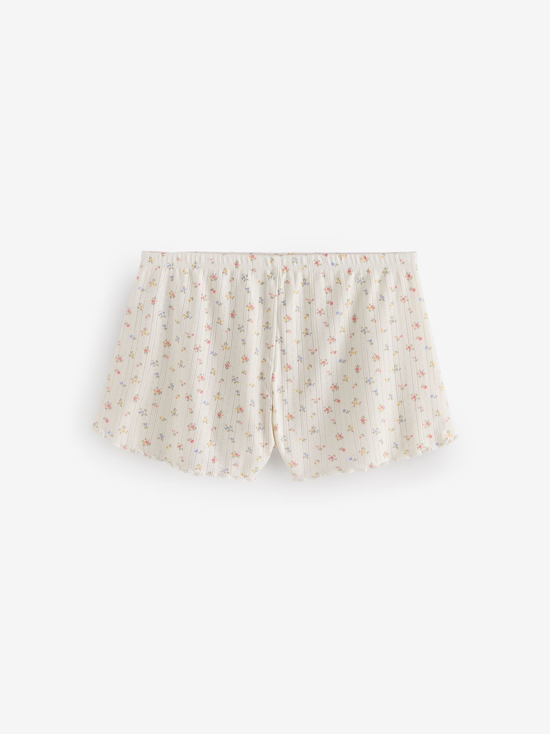 White Floral Pointelle Pyjamas Shorts - Image 1 of 4