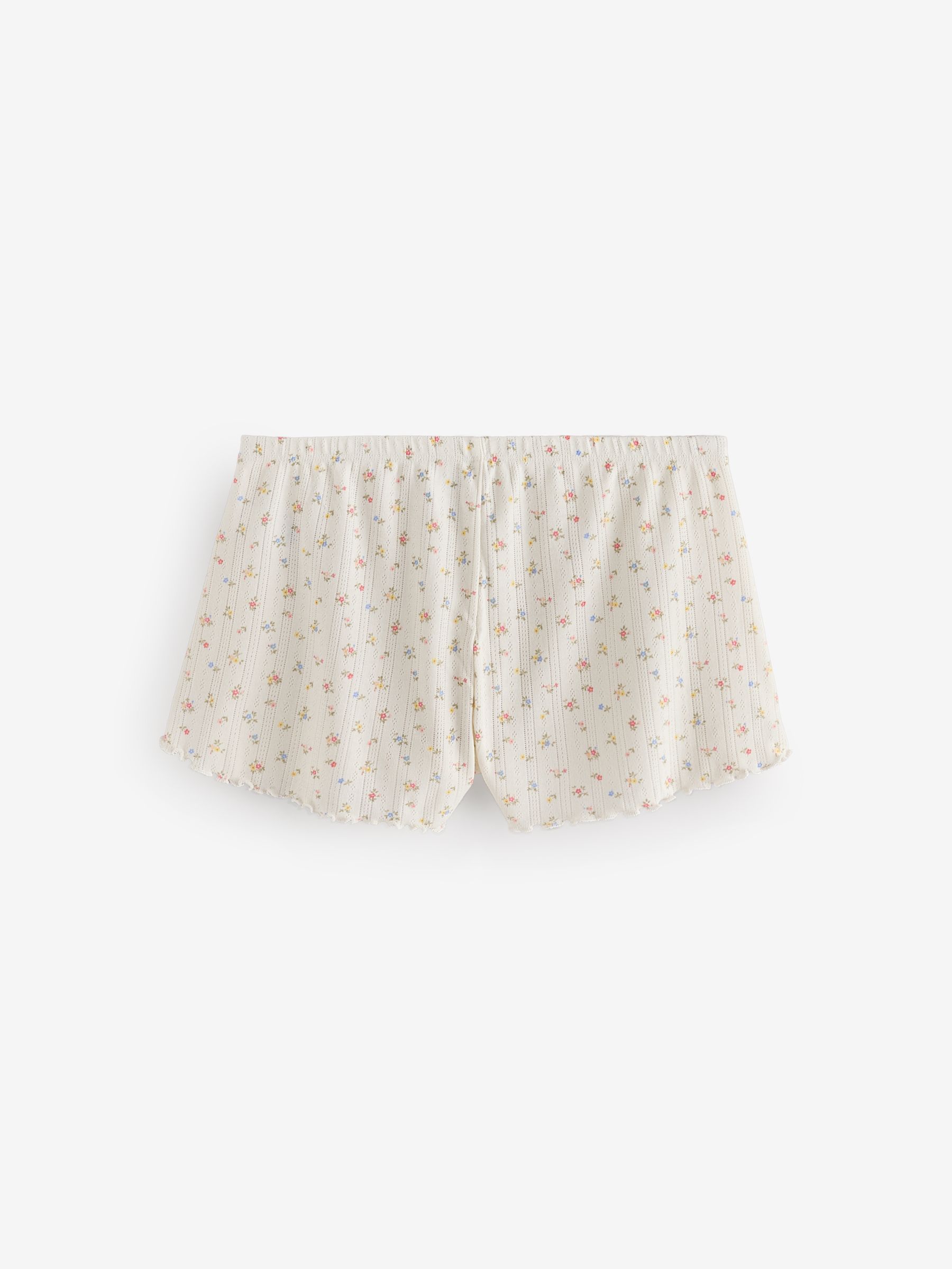 White Floral Pointelle Pyjamas Shorts - Image 2 of 4