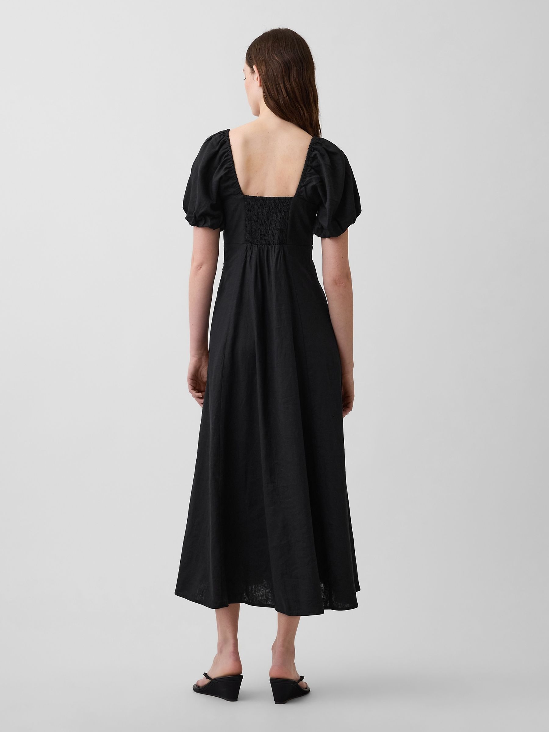 Black Linen-Blend Empire Waist Maxi Dress - Image 2 of 4