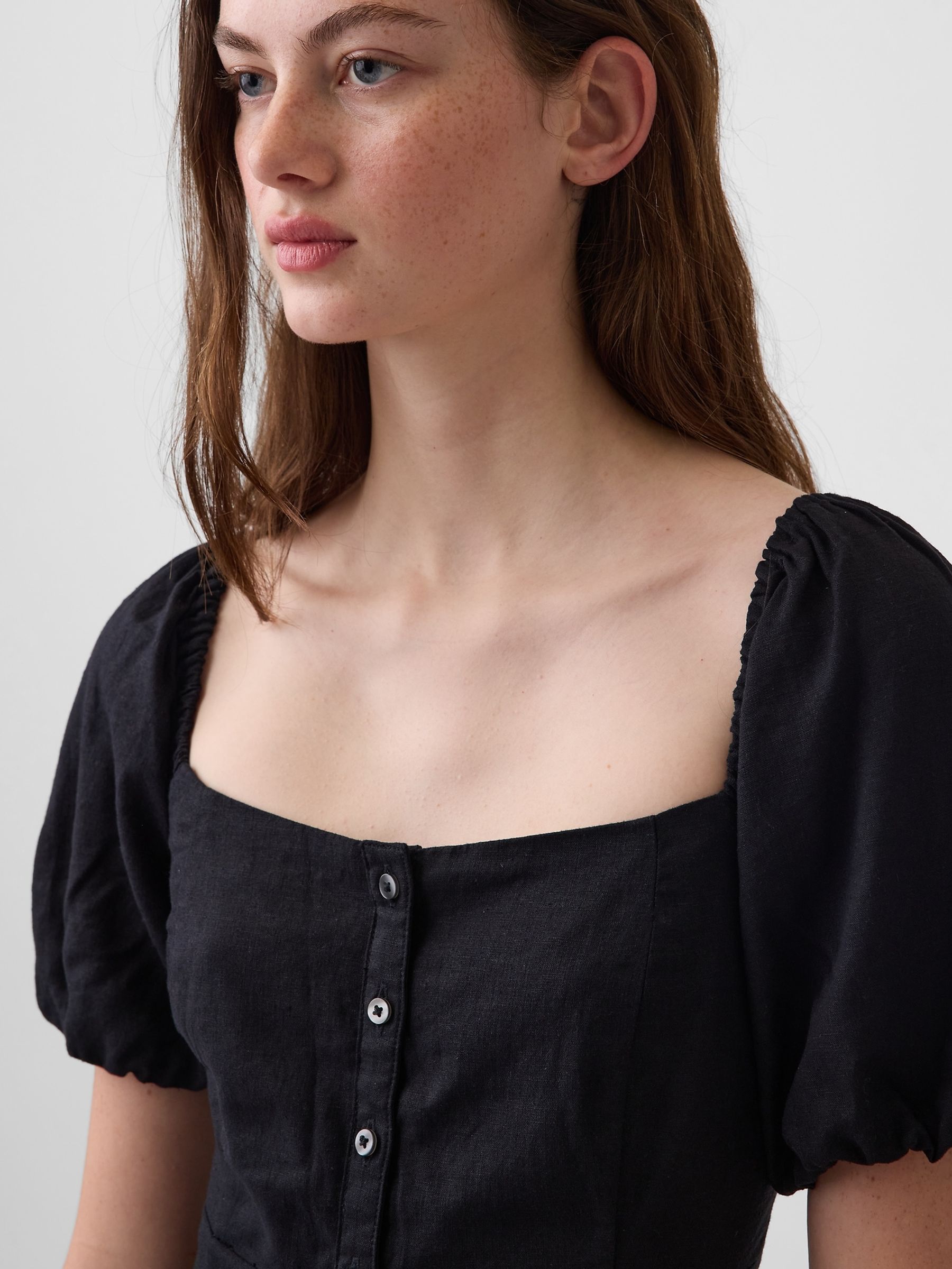 Black Linen-Blend Empire Waist Maxi Dress - Image 4 of 4