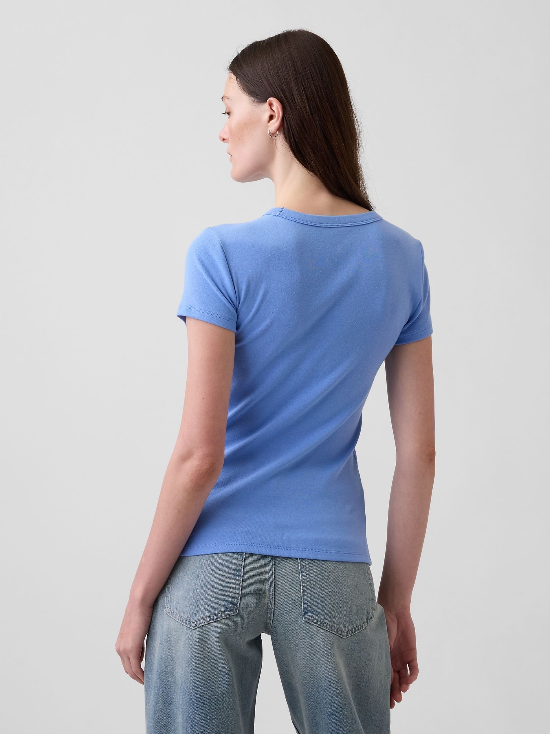 Blue Modern Crew Neck Short Sleeve T-Shirt - Image 2 of 4 Blue Modern Crew Neck Short Sleeve T-Shirt - Image 2 of 4