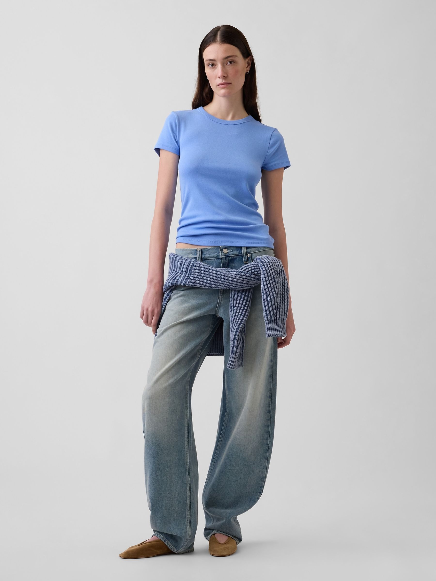 Blue Modern Crew Neck Short Sleeve T-Shirt - Image 3 of 4