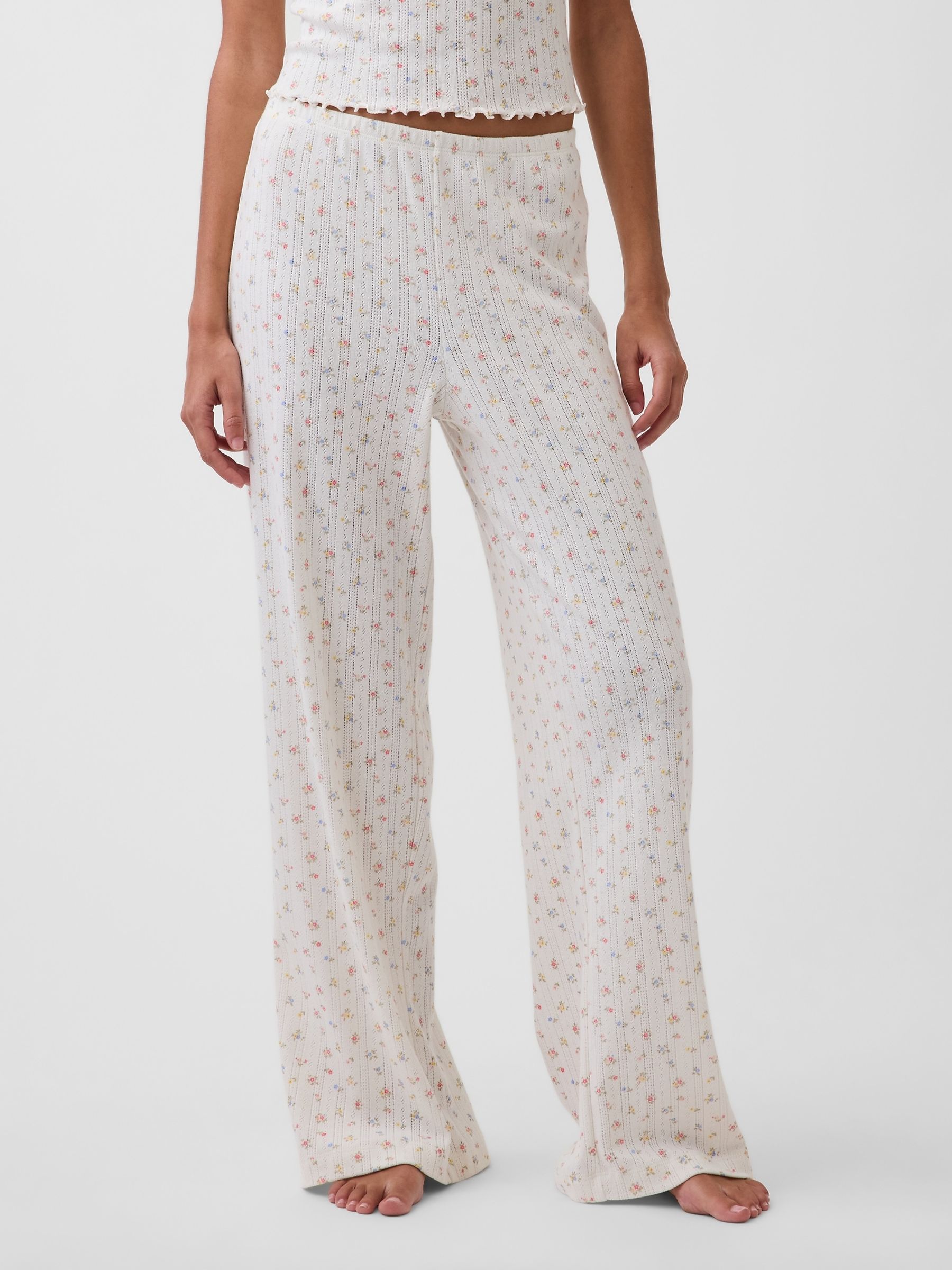 White Floral Pointelle Pyjamas Bottoms - Image 1 of 5