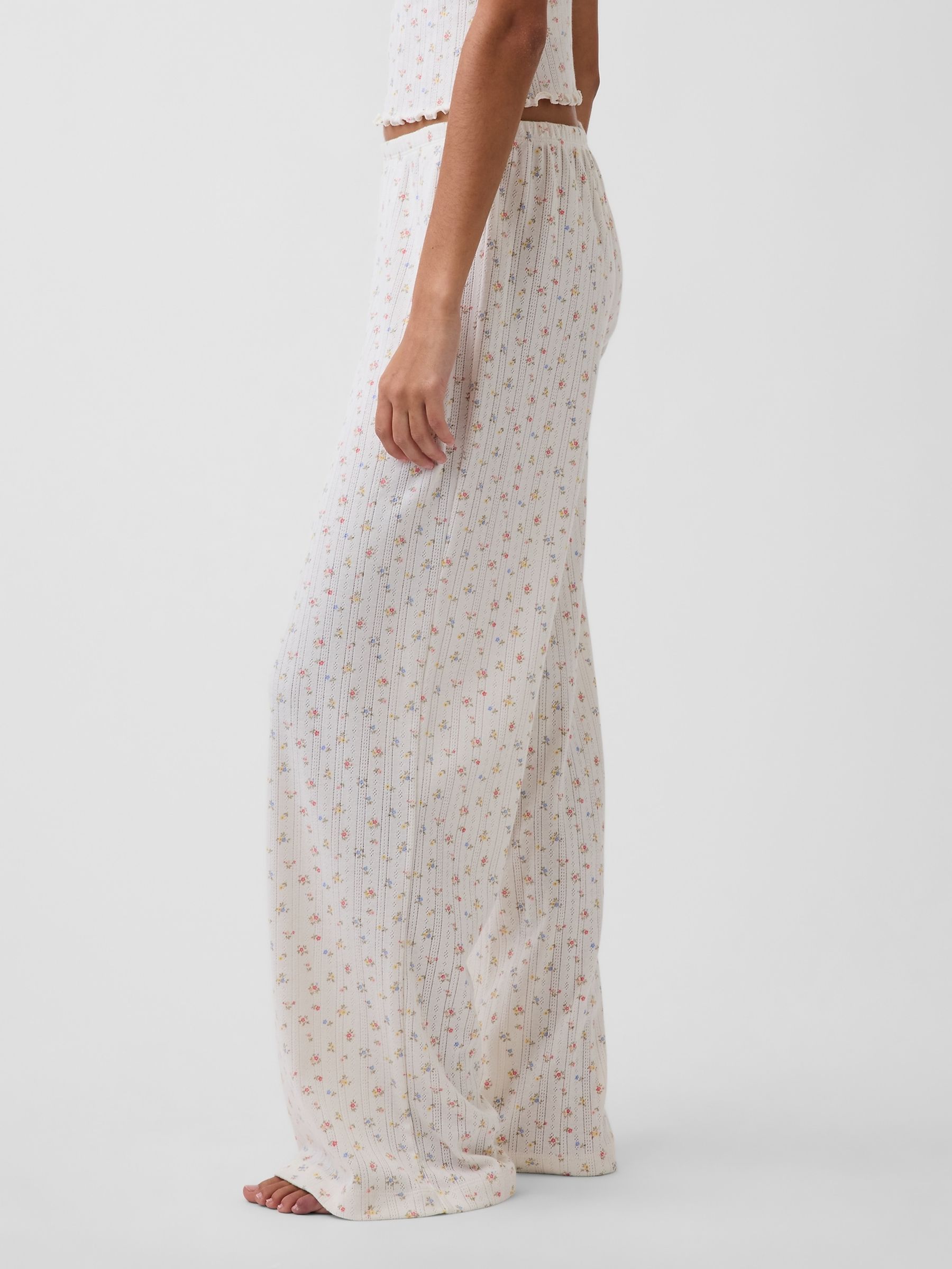White Floral Pointelle Pyjamas Bottoms - Image 3 of 5