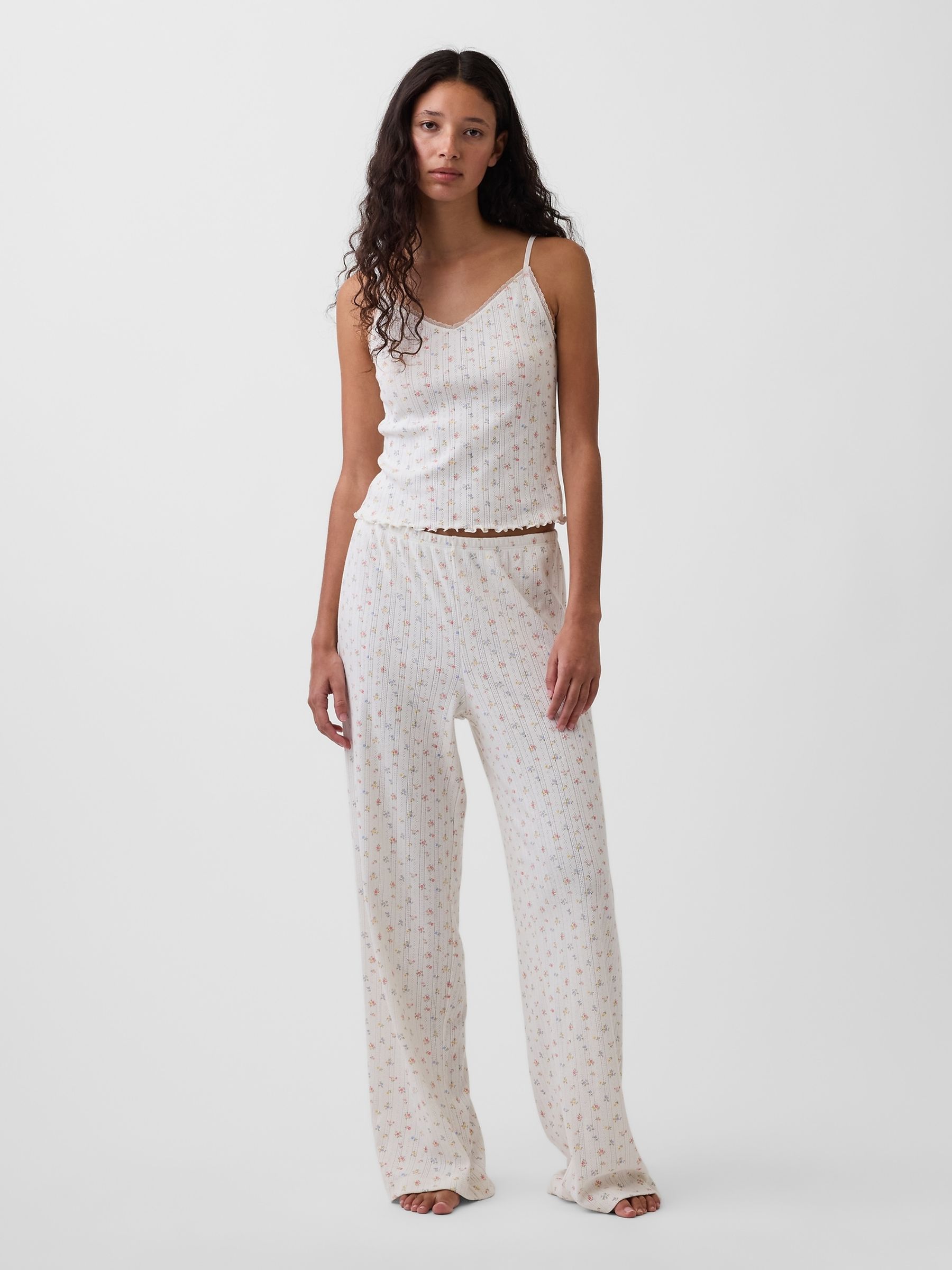 White Floral Pointelle Pyjamas Bottoms - Image 4 of 5