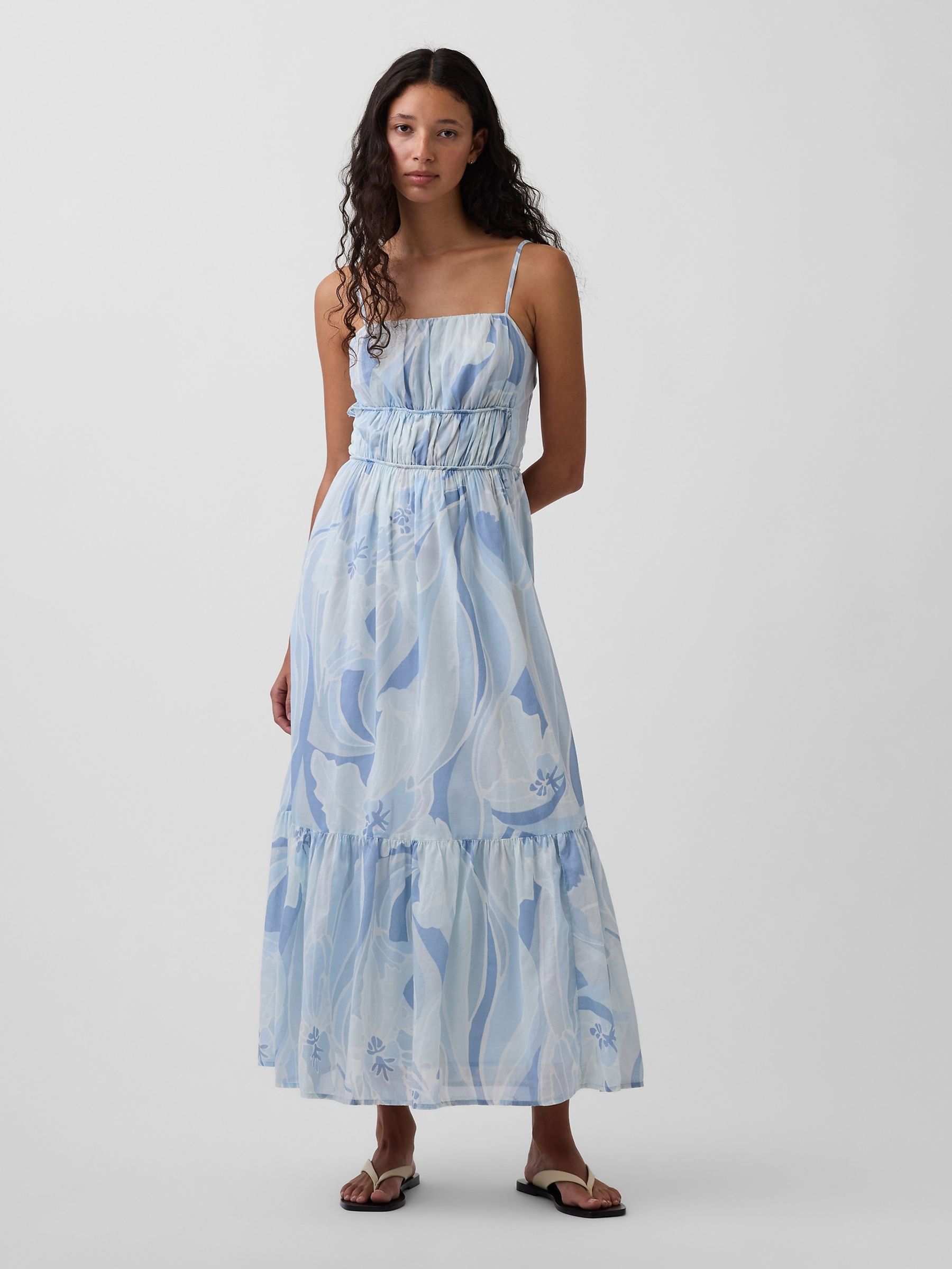 Blue Tiered Tie-Back Maxi Dress - Image 1 of 4
