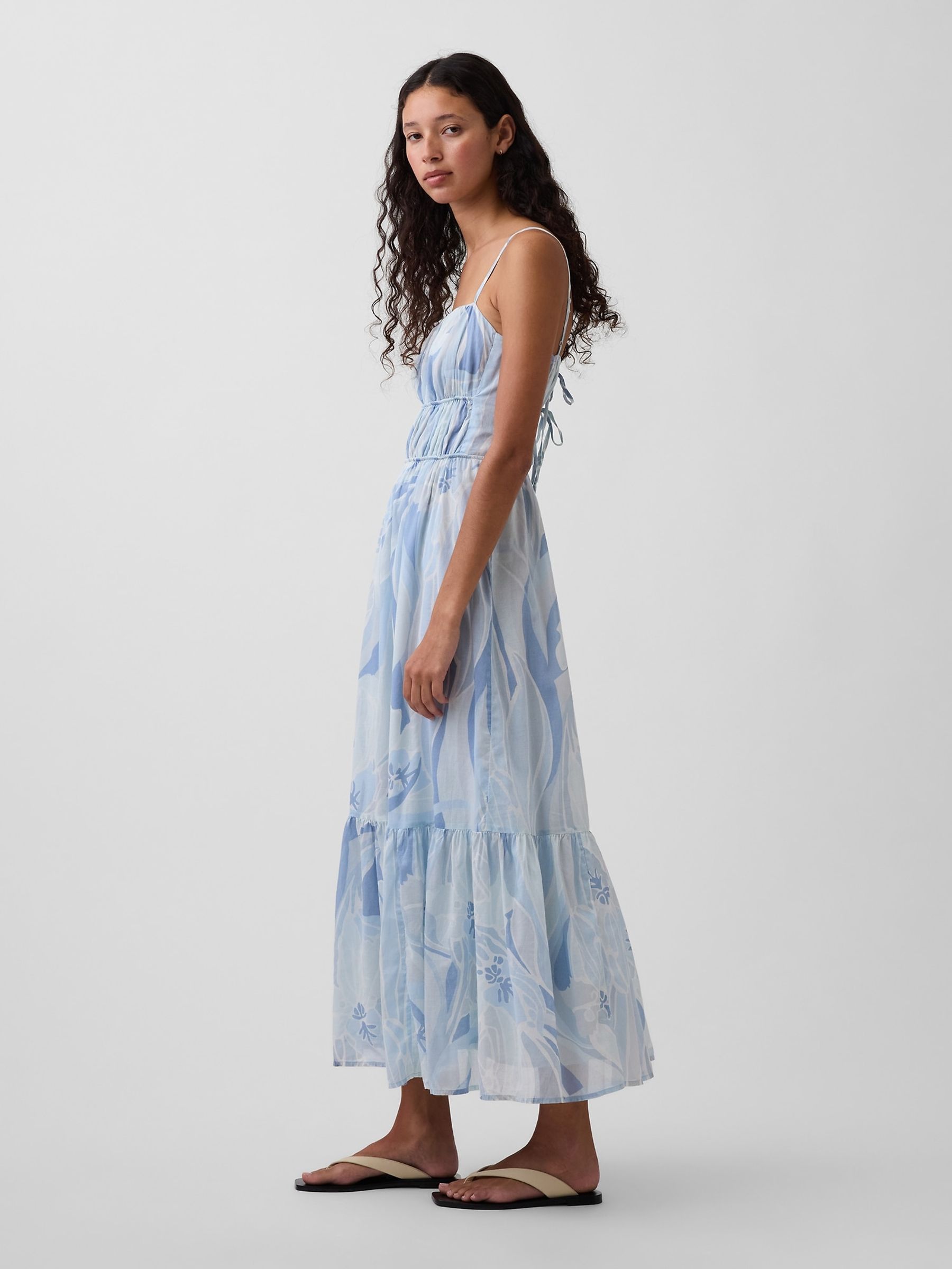 Blue Tiered Tie-Back Maxi Dress - Image 3 of 4