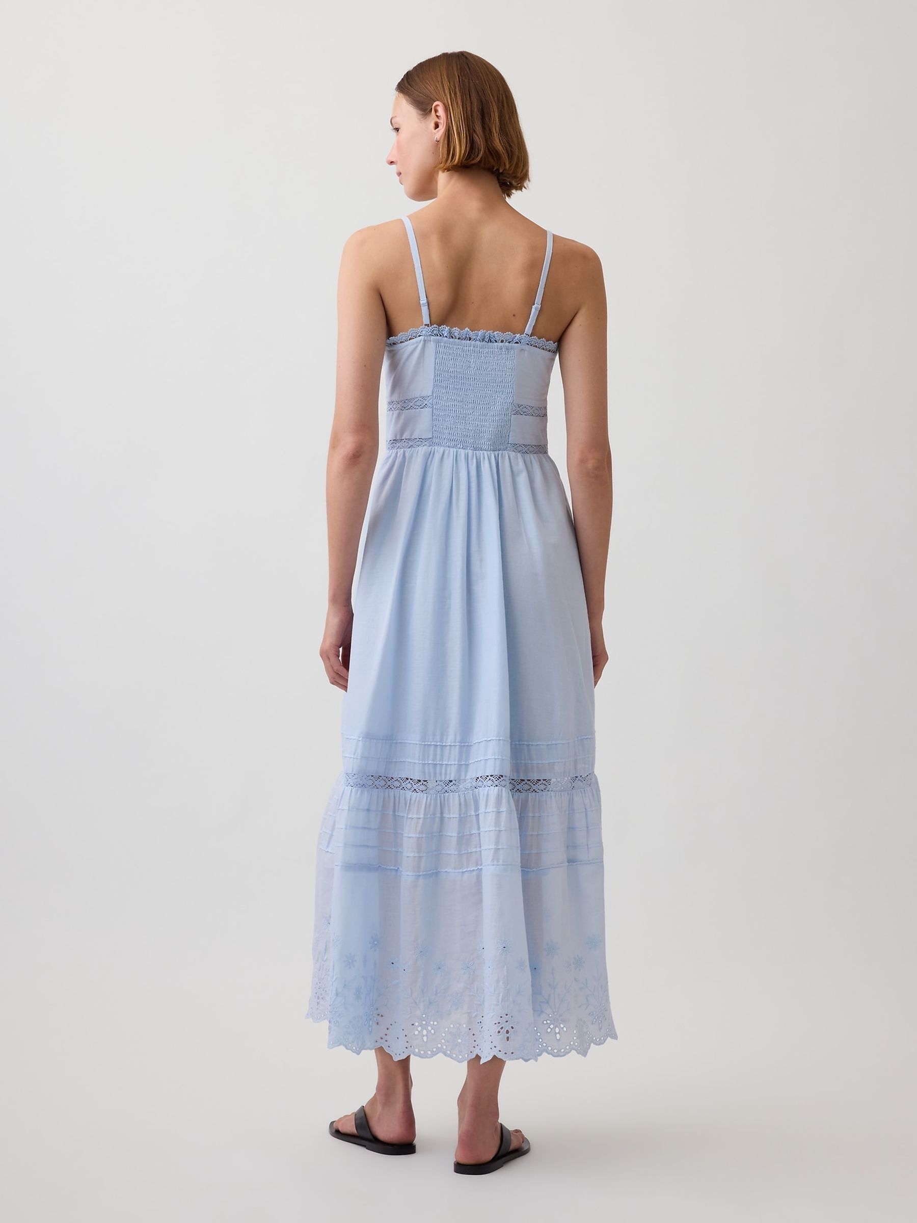 Blue Lace-Trim Button-Front Maxi Dress - Image 2 of 4