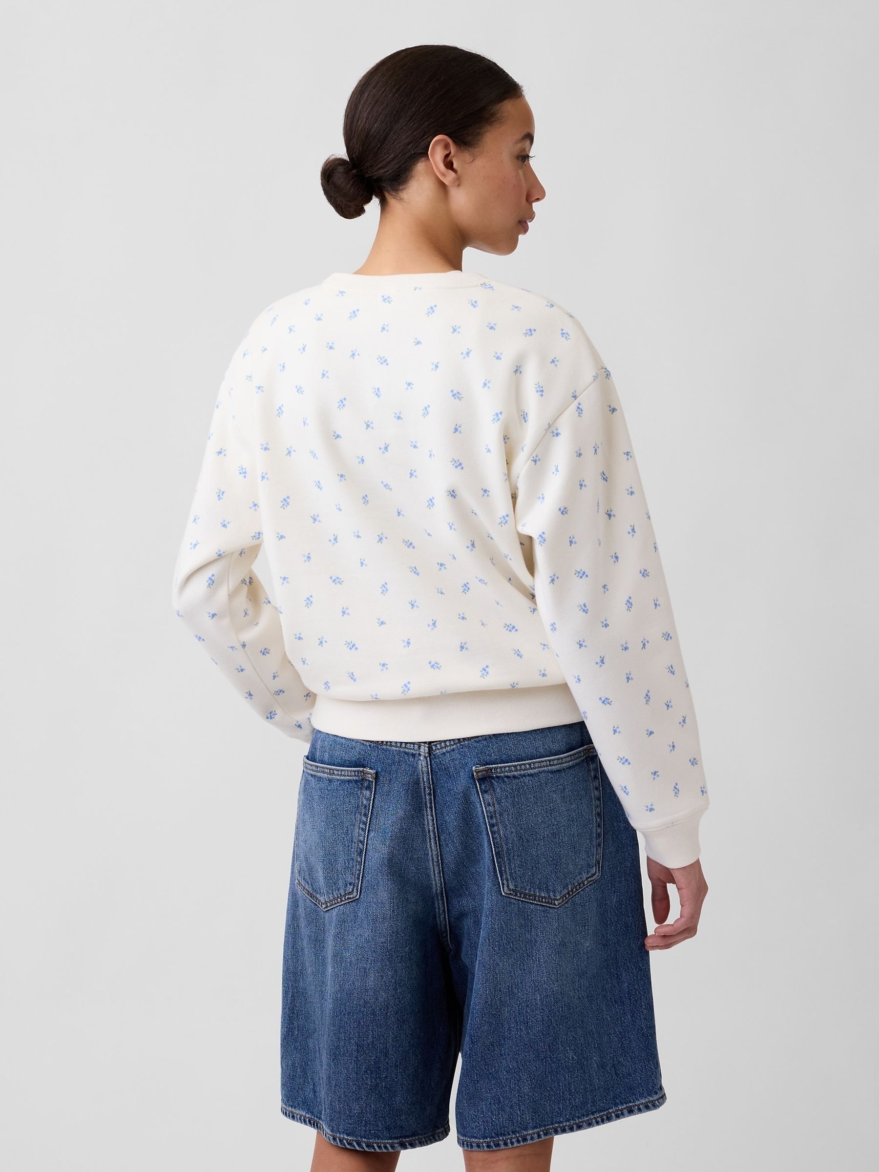 White/Blue Floral Logo Sweatshirt - Image 2 of 5