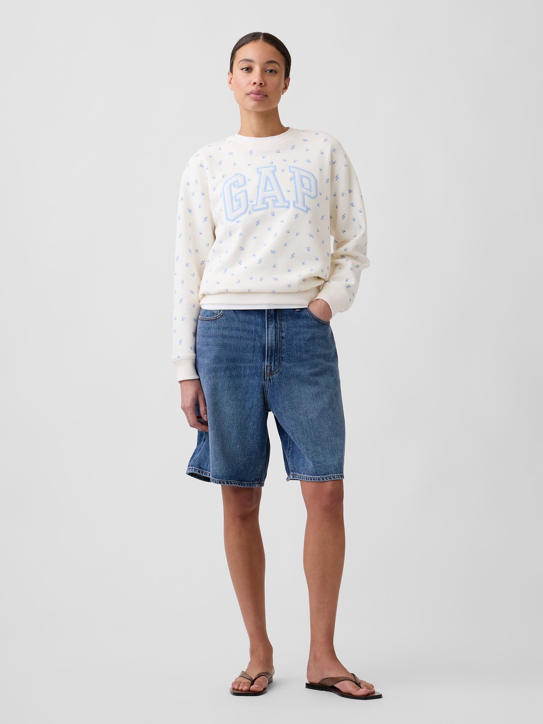 White/Blue Floral Logo Sweatshirt - Image 3 of 5