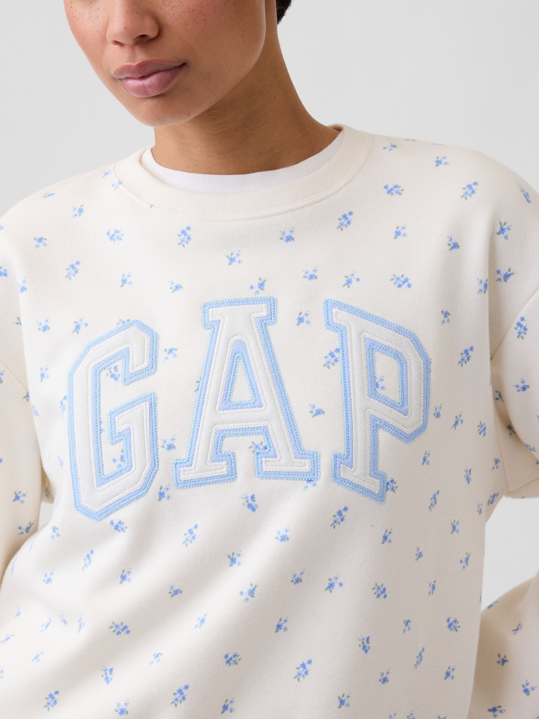 White/Blue Floral Logo Sweatshirt - Image 4 of 5