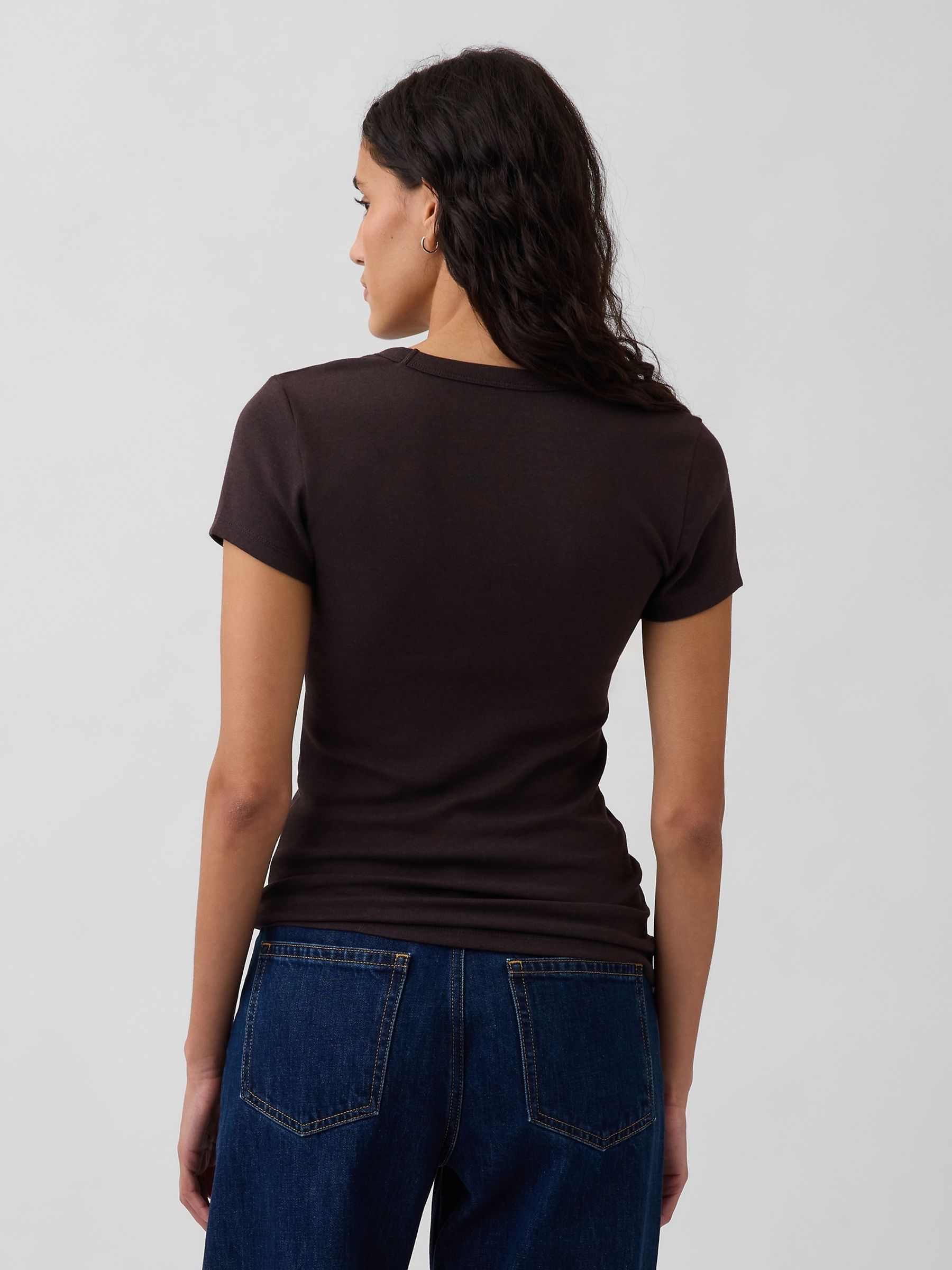Brown Modern V-Neck Short Sleeve T-Shirt - Image 2 of 4