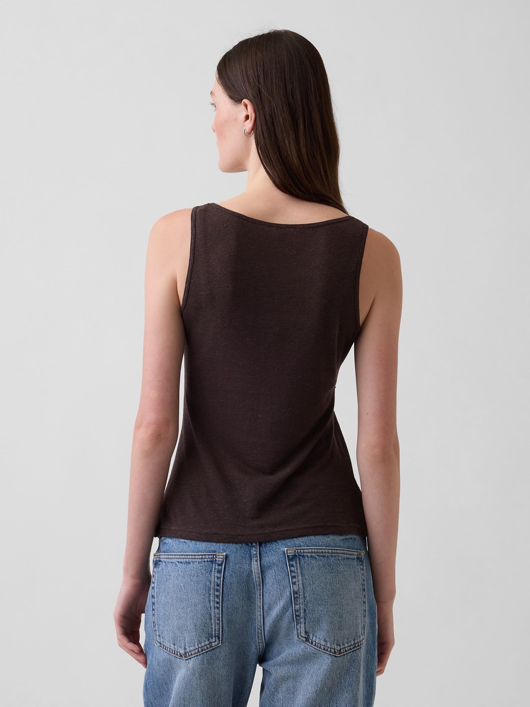 Brown Linen-Blend Vest - Image 2 of 3