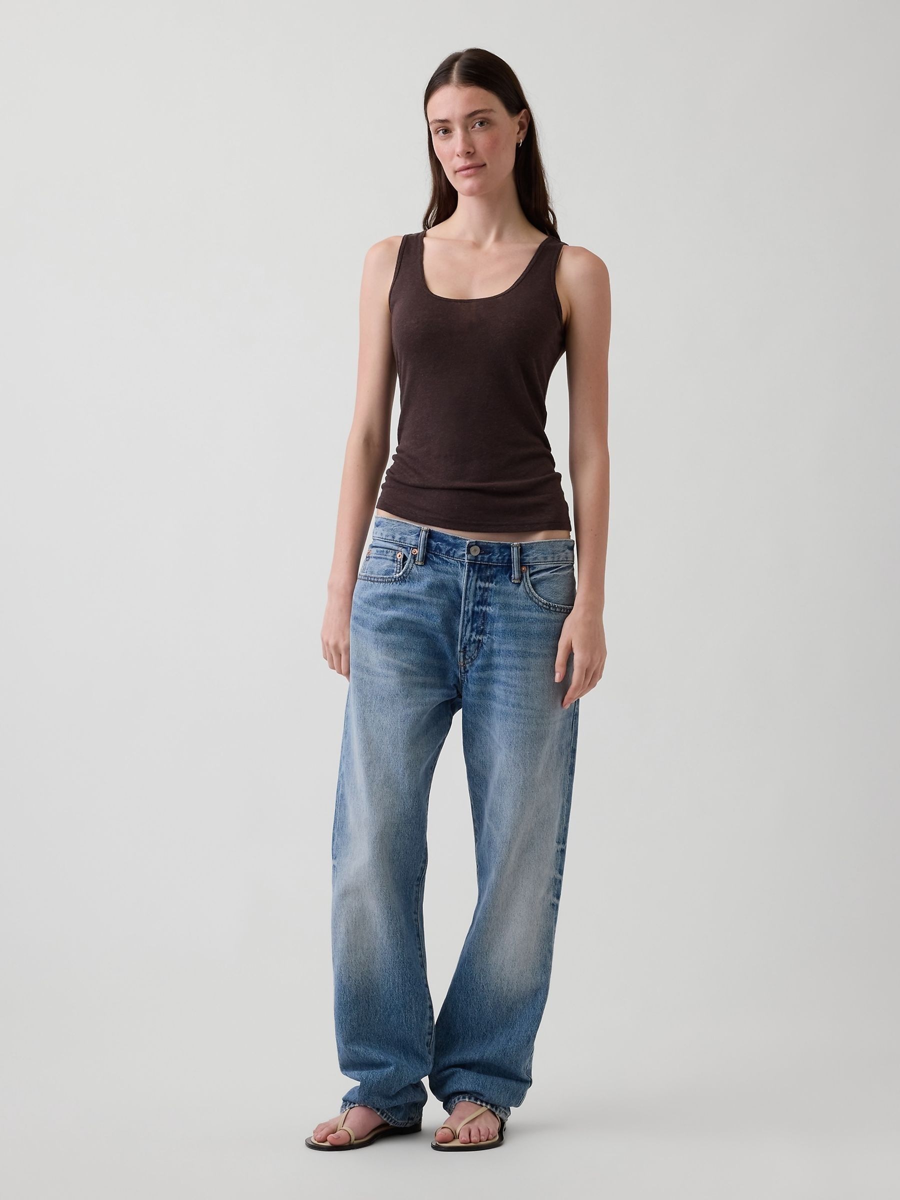 Brown Linen-Blend Vest - Image 3 of 3