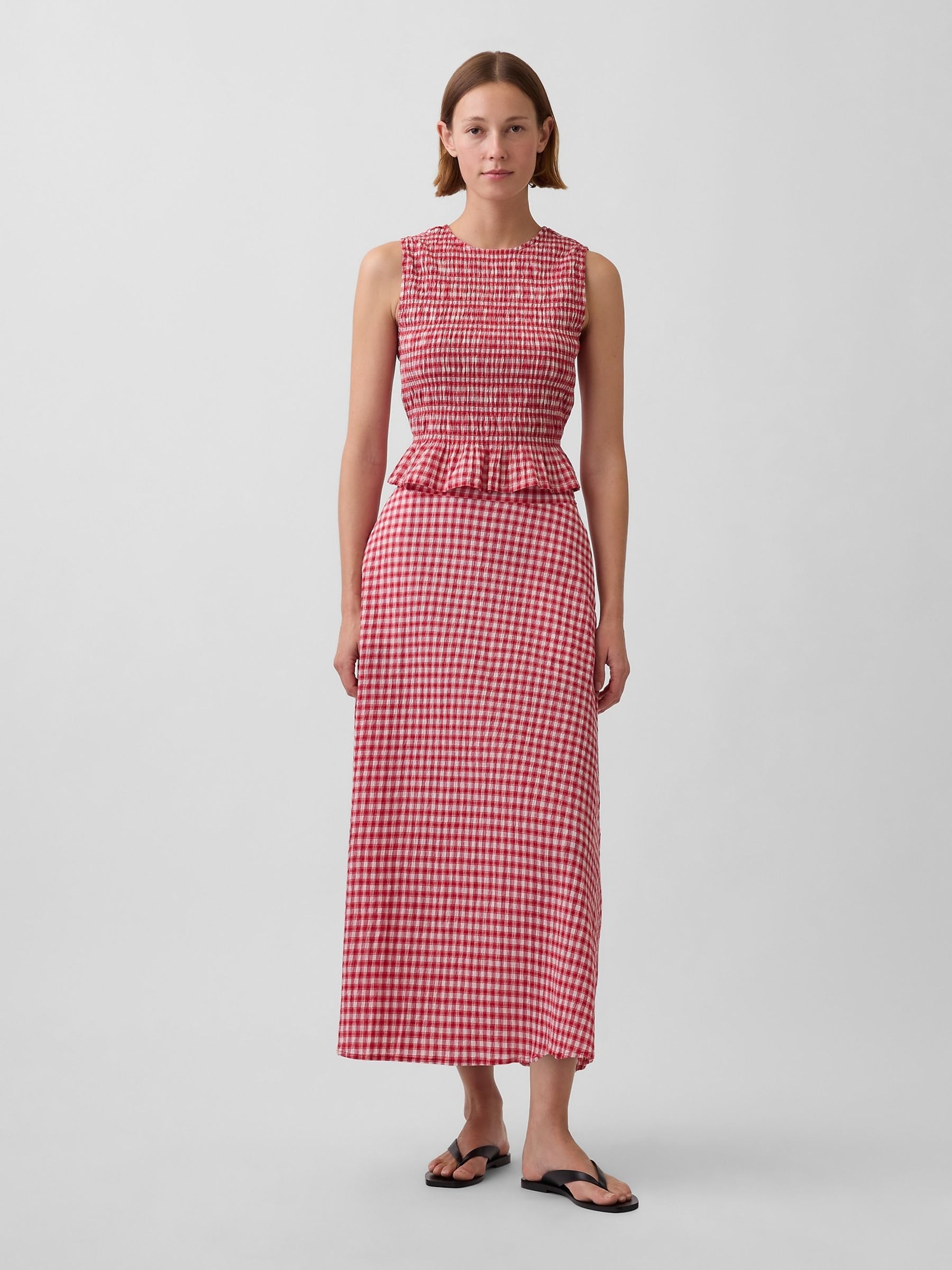 Red Gingham Maxi Skirt - Image 1 of 4