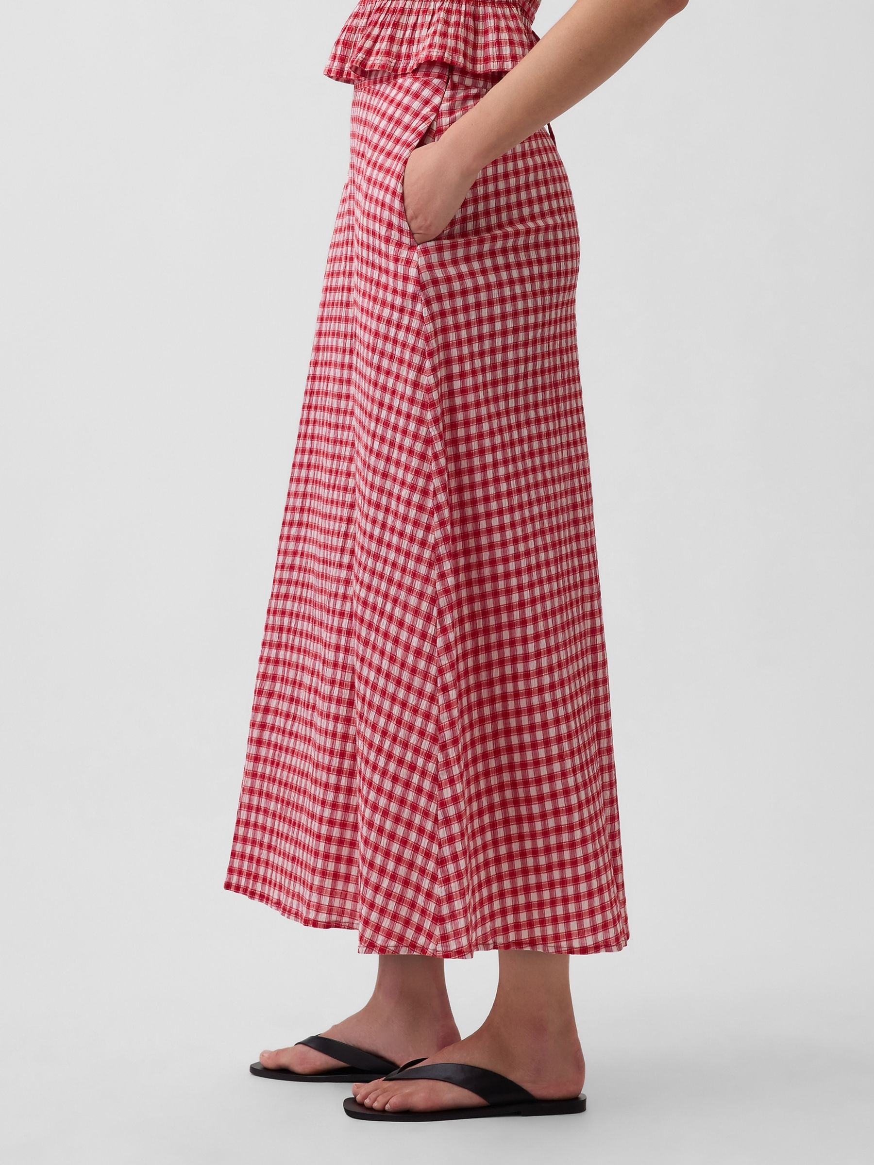 Red Gingham Maxi Skirt - Image 3 of 4