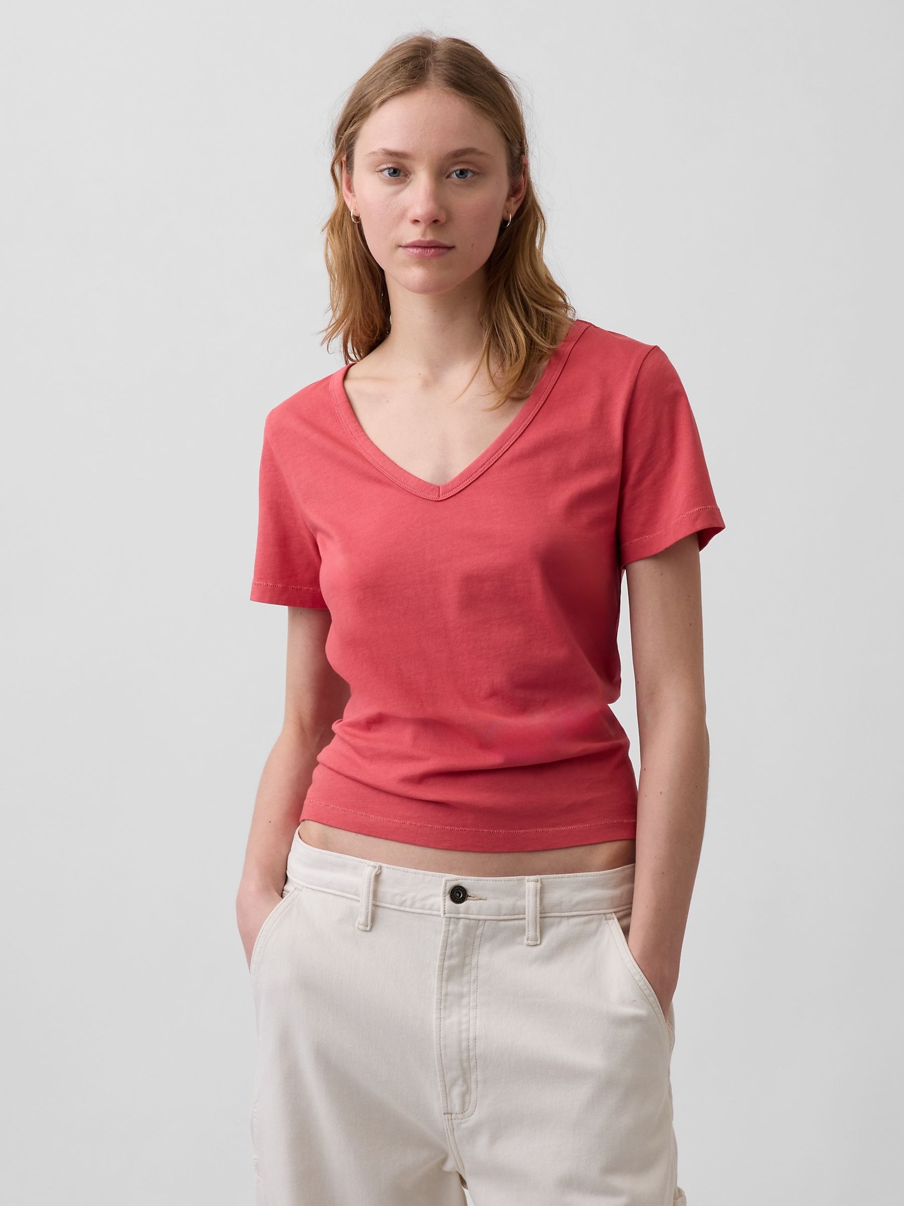 Red VintageSoft V-Neck Short Sleeve T-Shirt - Image 1 of 4