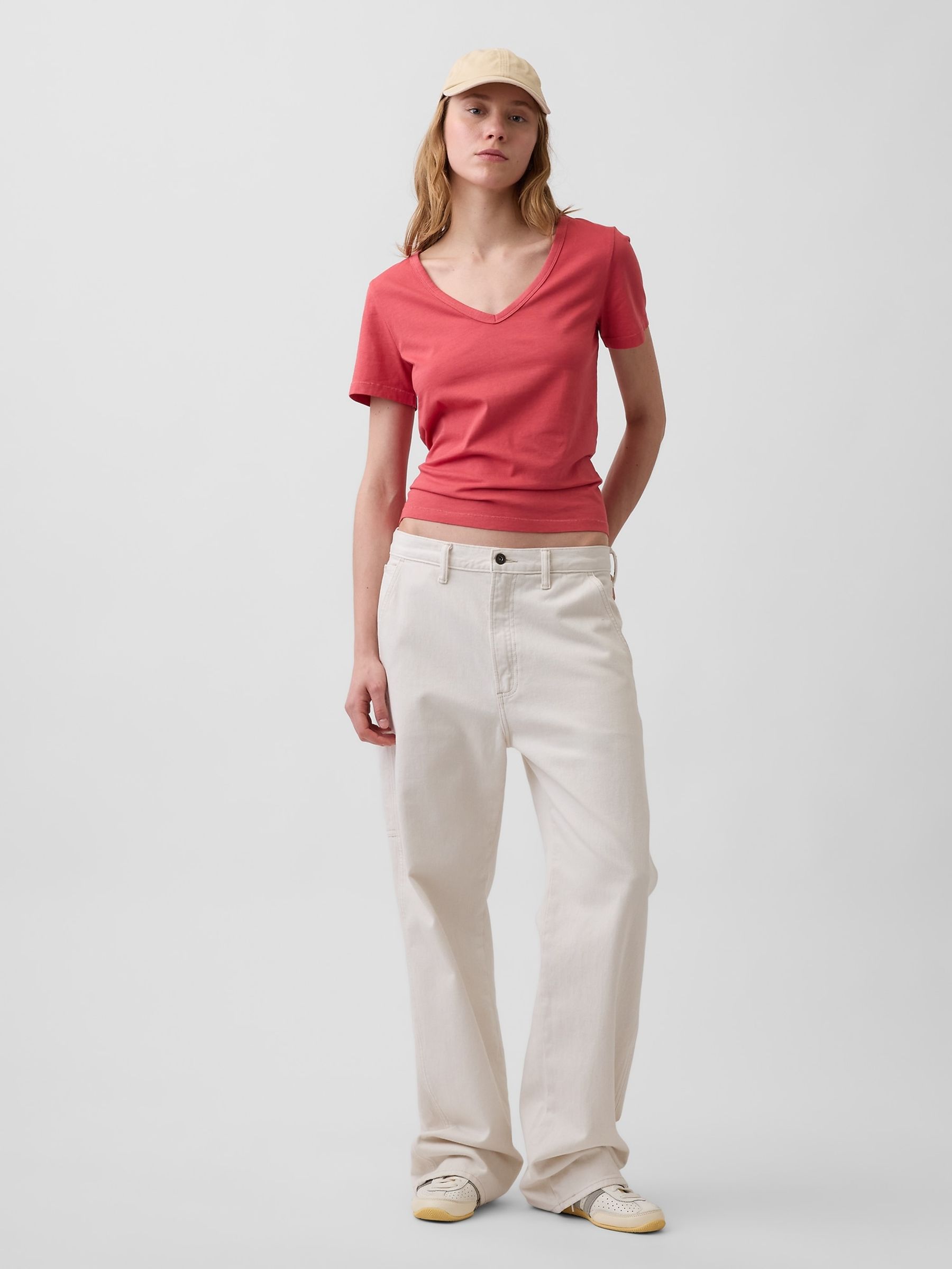 Red VintageSoft V-Neck Short Sleeve T-Shirt - Image 3 of 4