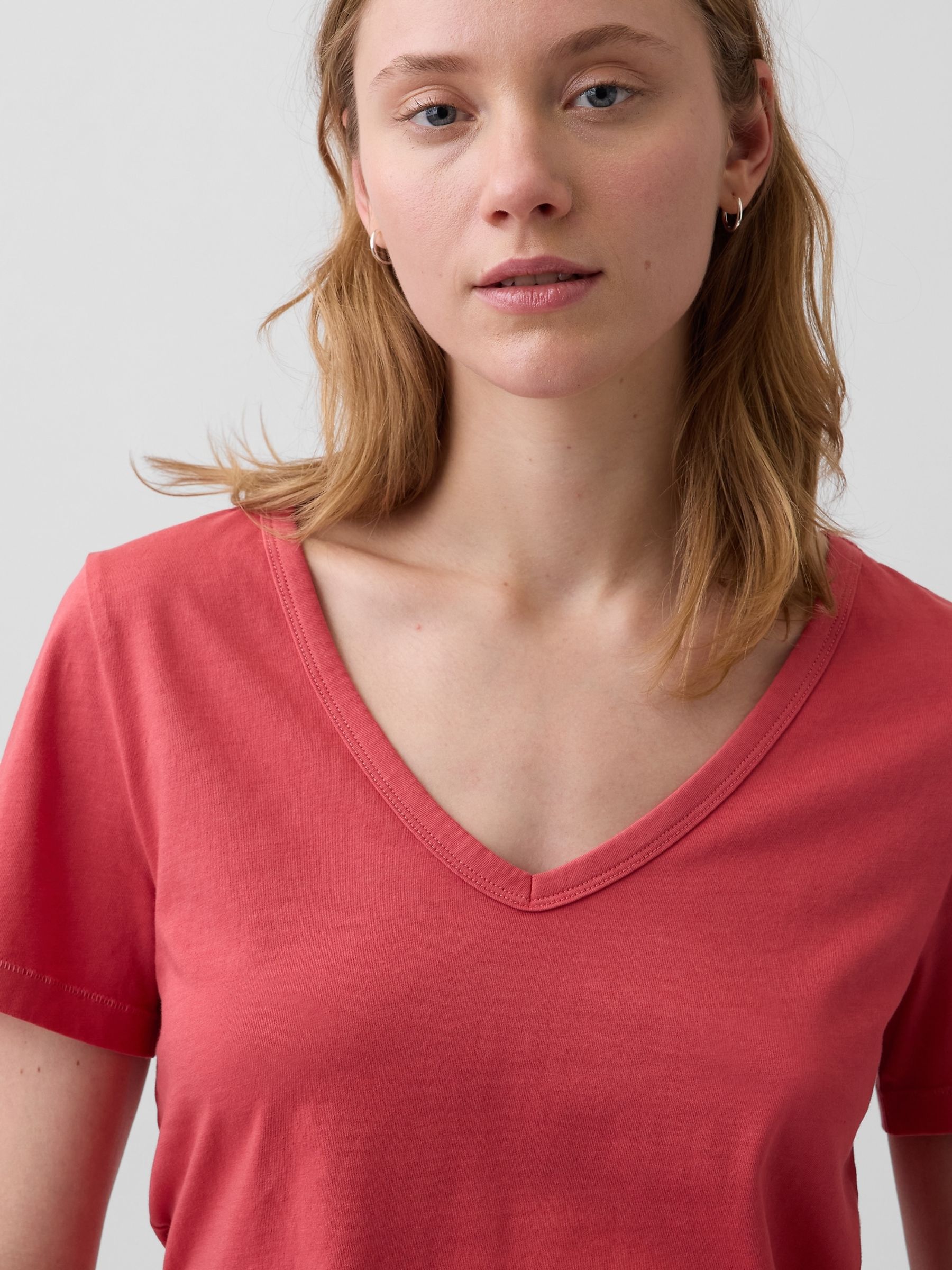 Red VintageSoft V-Neck Short Sleeve T-Shirt - Image 4 of 4