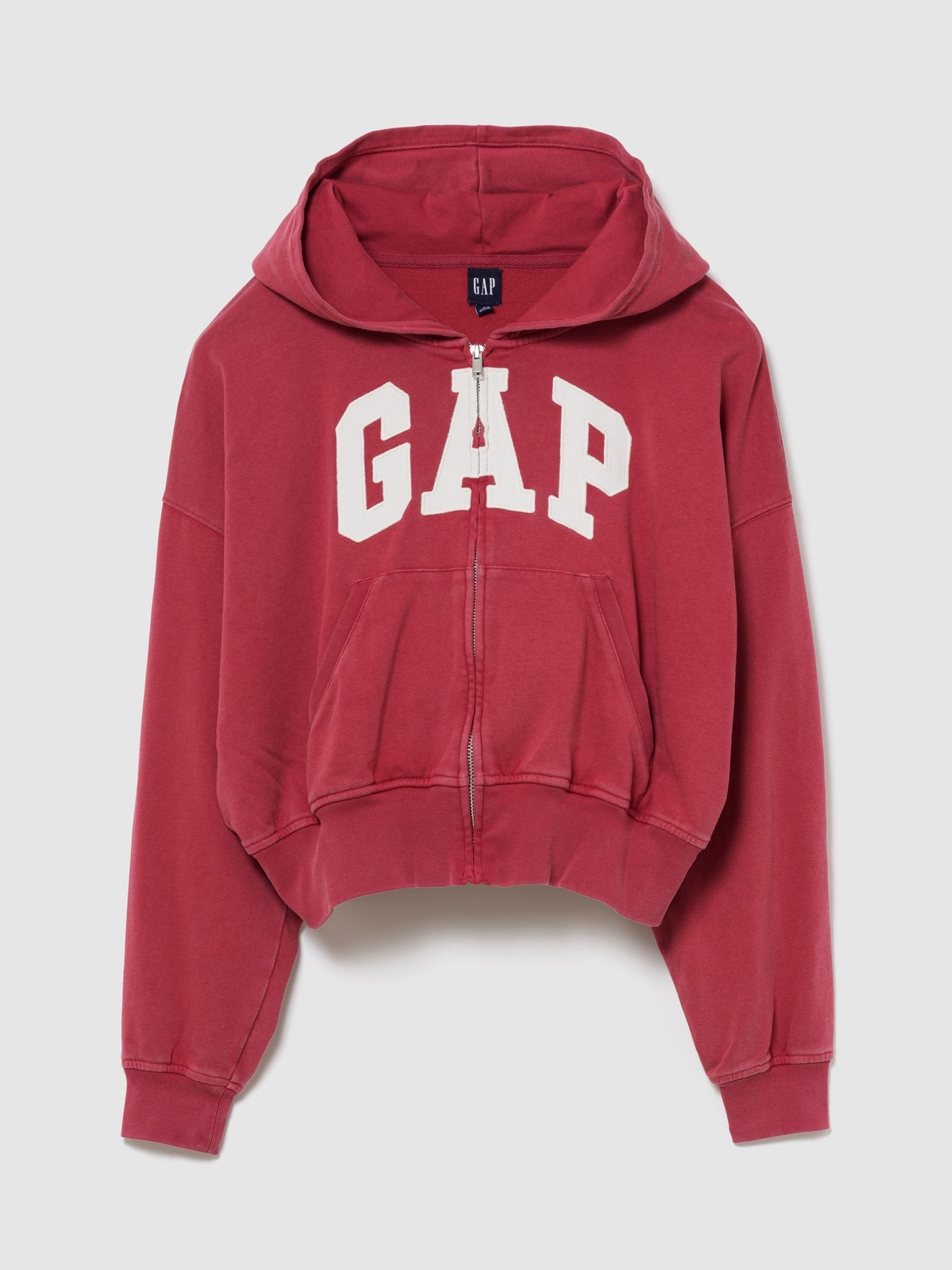 Red Relaxed Logo Zip Hoodie | Gap