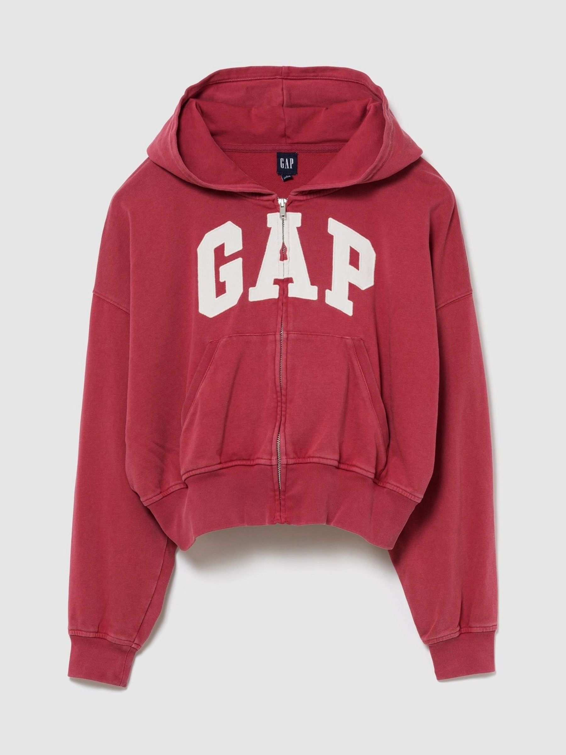 Red French Terry Oversized Logo Zip Hoodie - Image 1 of 3