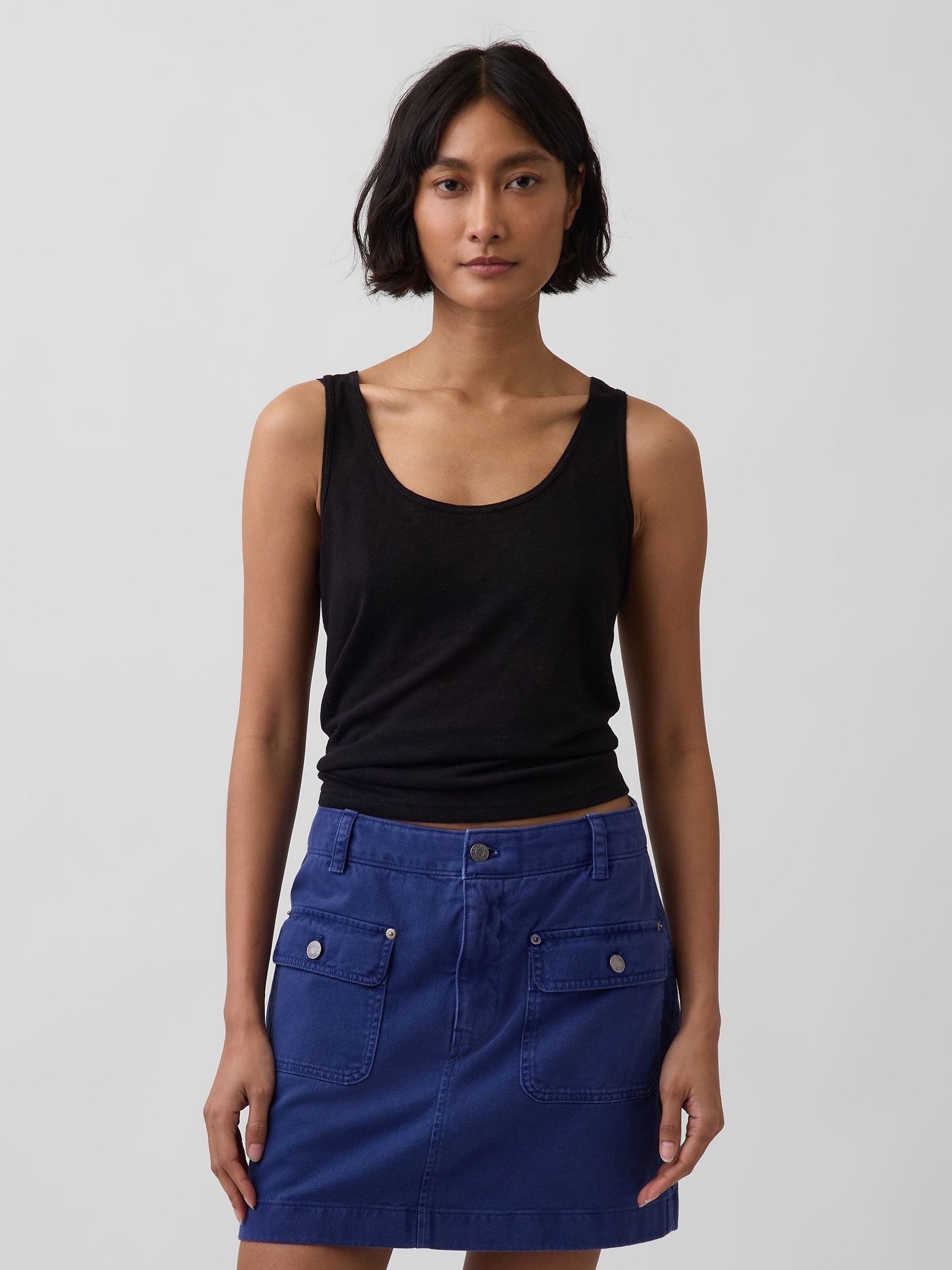 Black Linen-Blend Vest - Image 1 of 4