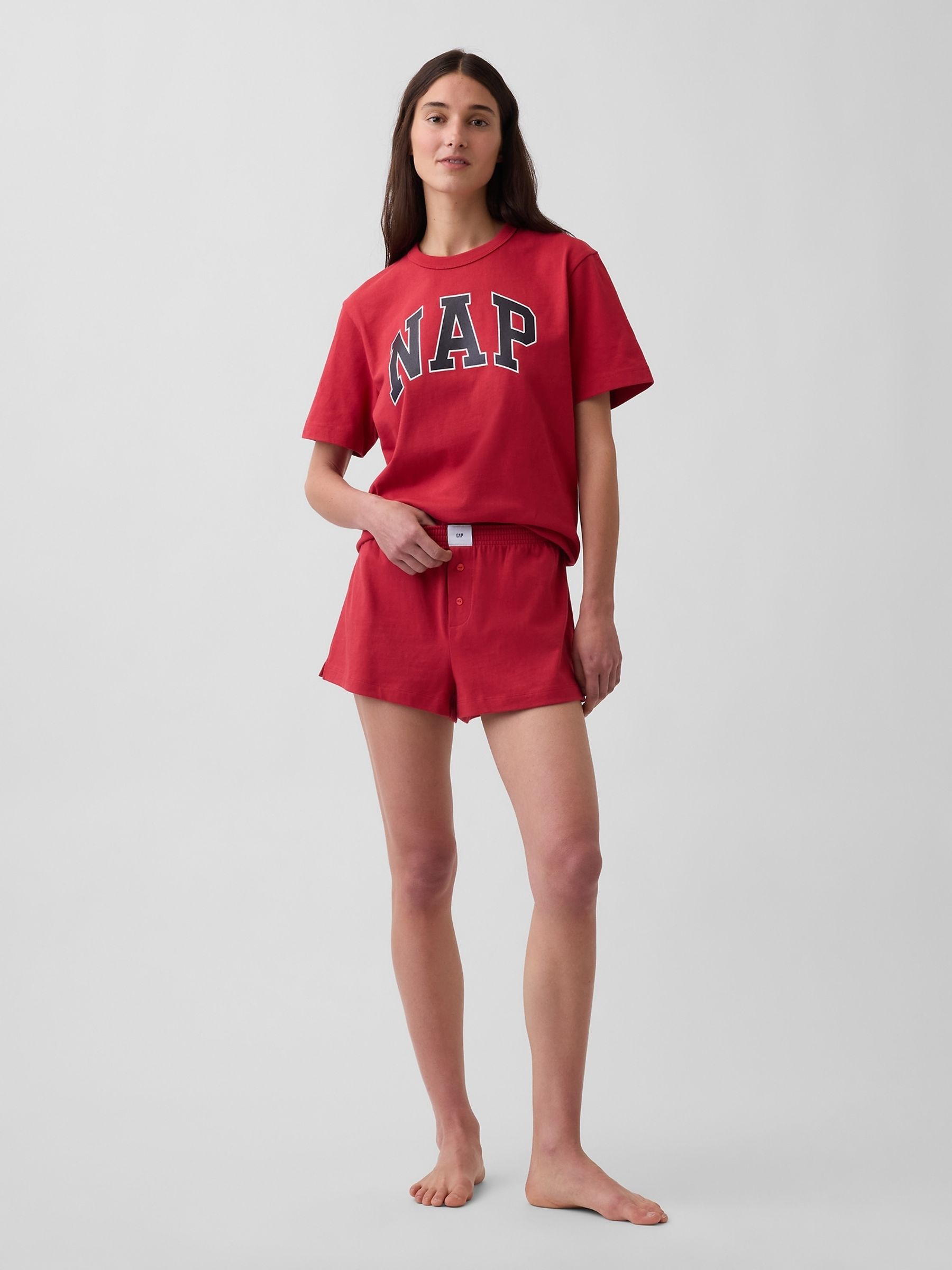 Red NAP Logo Oversized Pyjama Top - Image 3 of 4