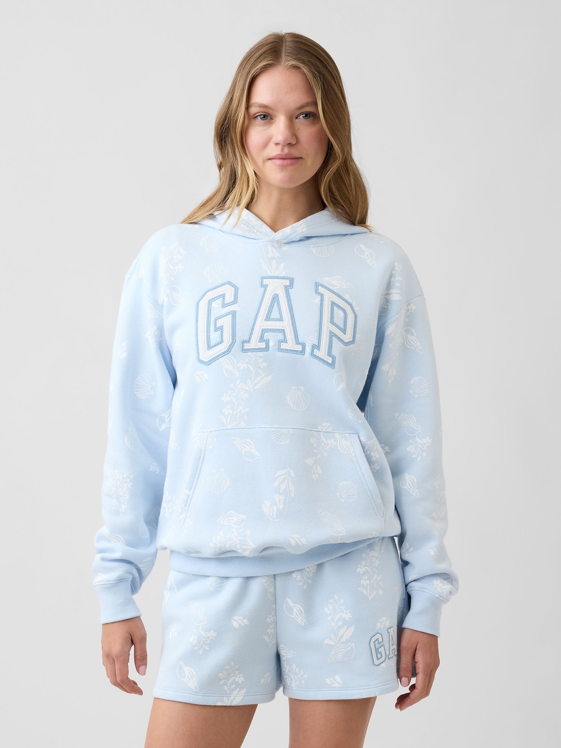 Beachy Blue Relaxed Logo Hoodie - Image 1 of 5