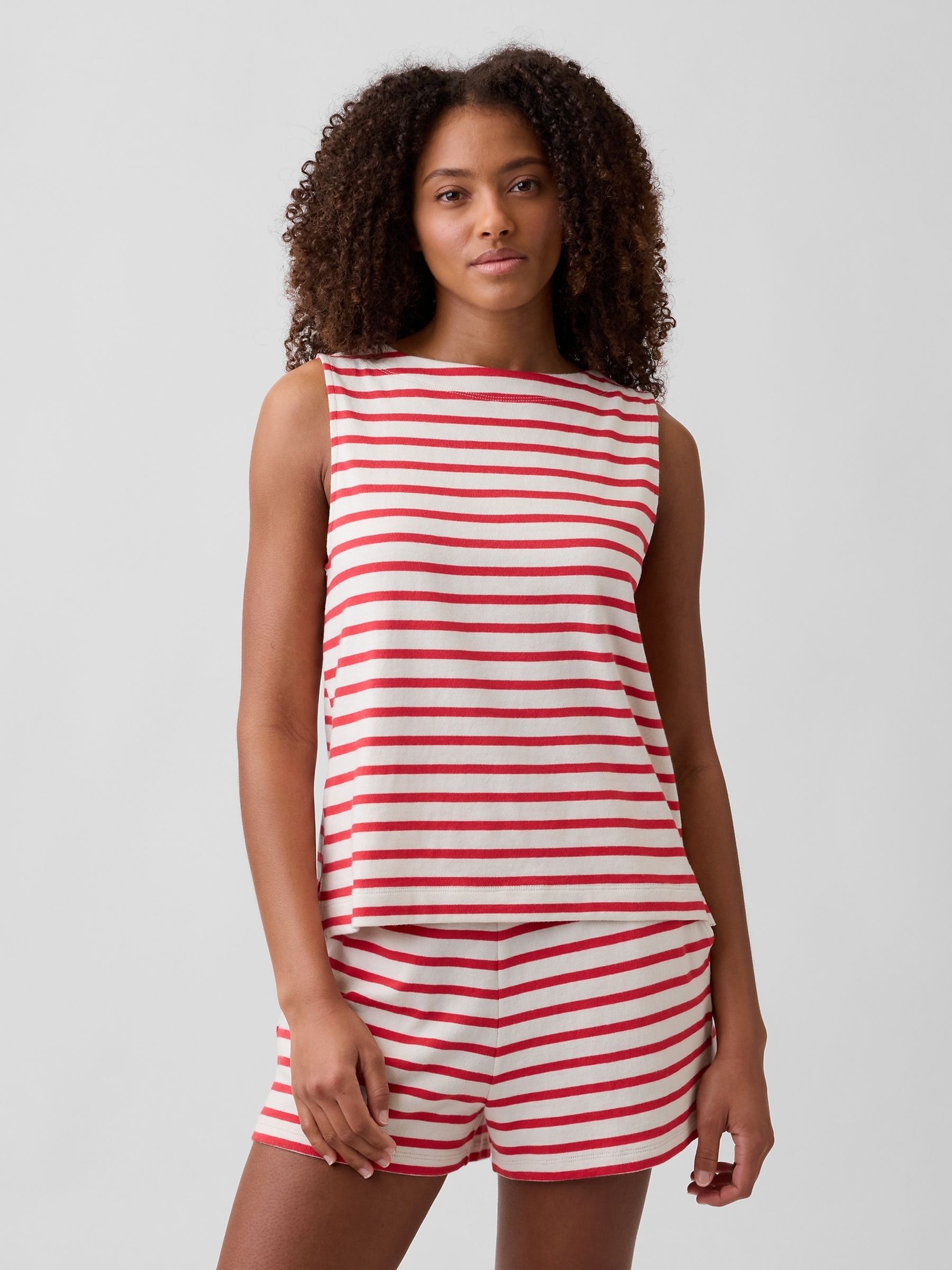 Red Stripe Boatneck Top - Image 1 of 5