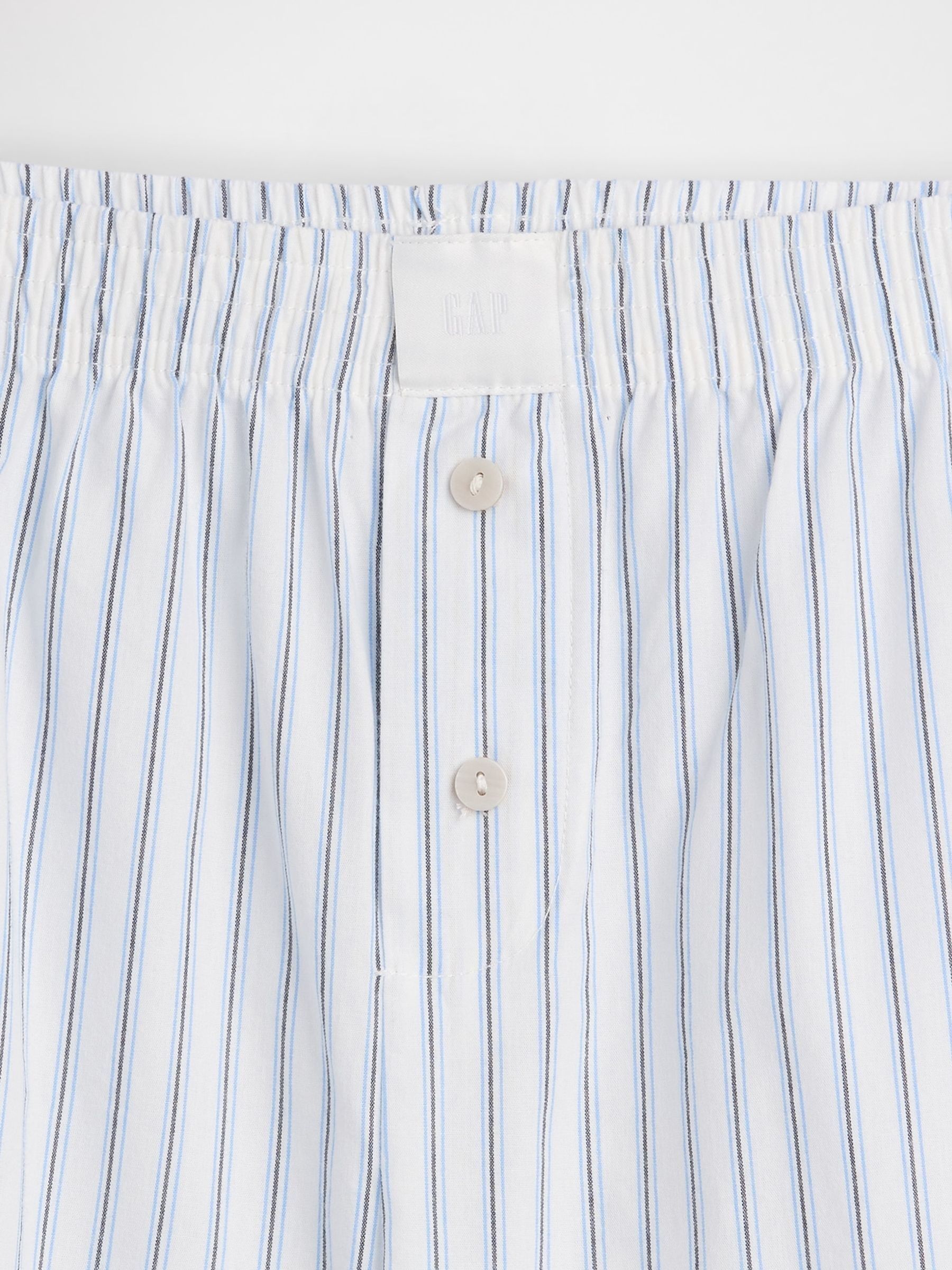 Blue stripe Poplin Pyjama Boxer Shorts - Image 3 of 3 Blue stripe Poplin Pyjama Boxer Shorts - Image 3 of 3