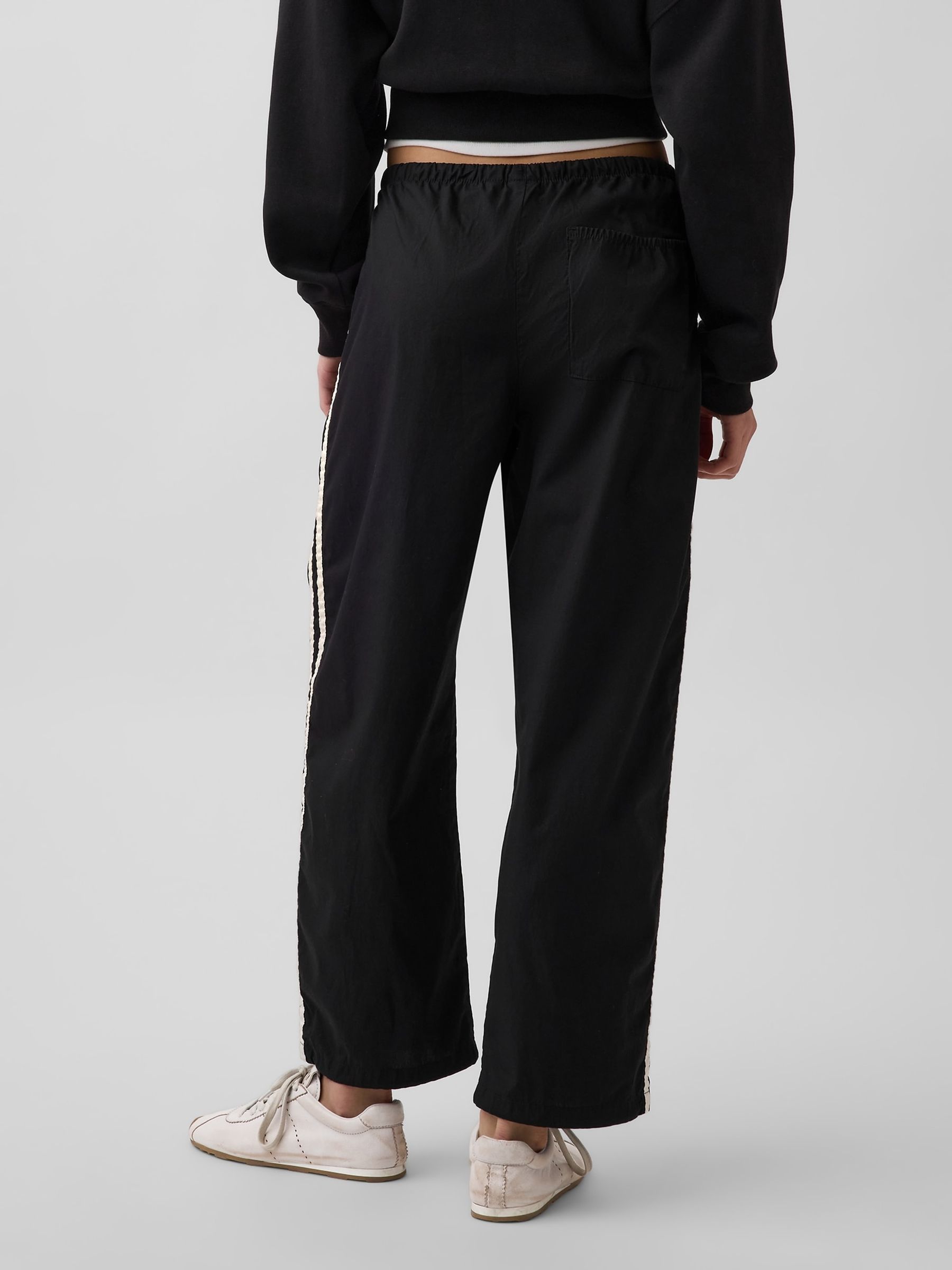 Black Cotton Poplin Relaxed Easy Stripe Trousers - Image 2 of 4