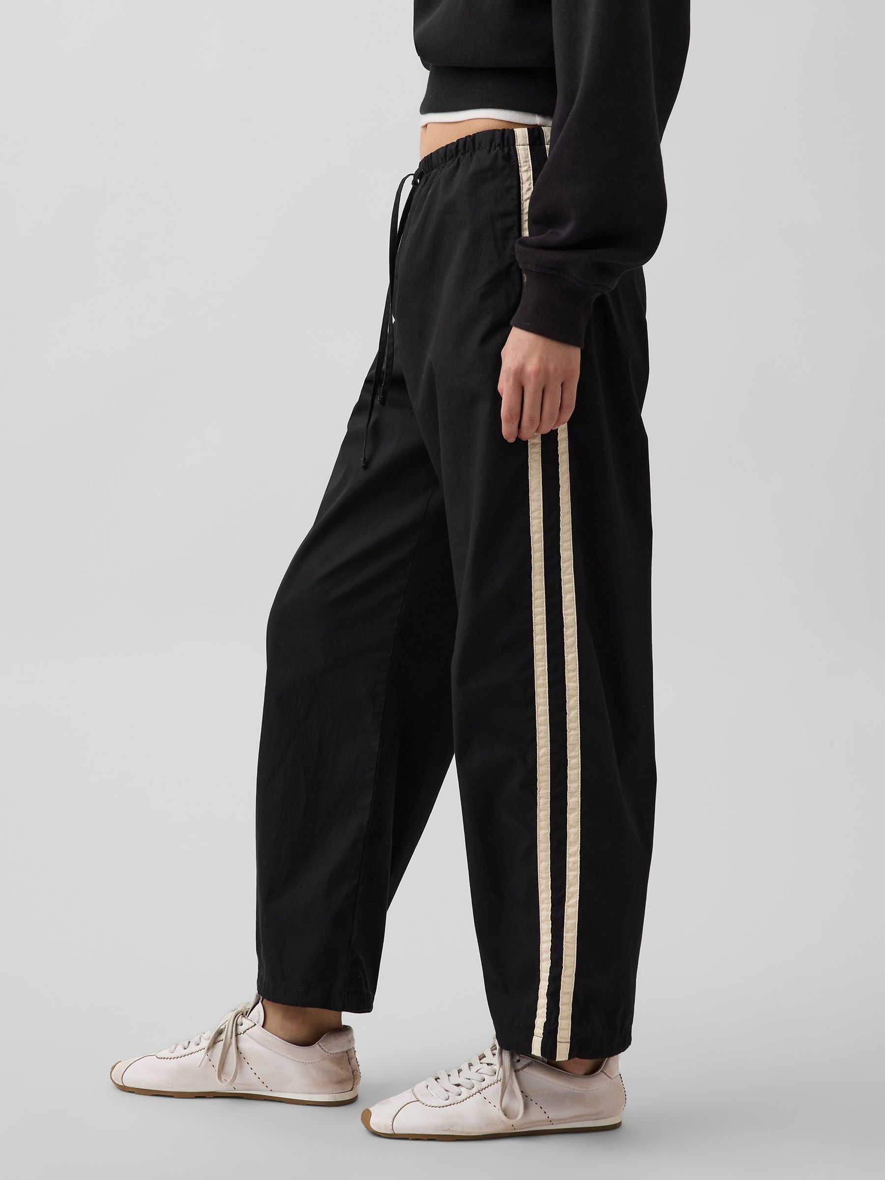 Black Cotton Poplin Relaxed Easy Stripe Trousers - Image 3 of 4