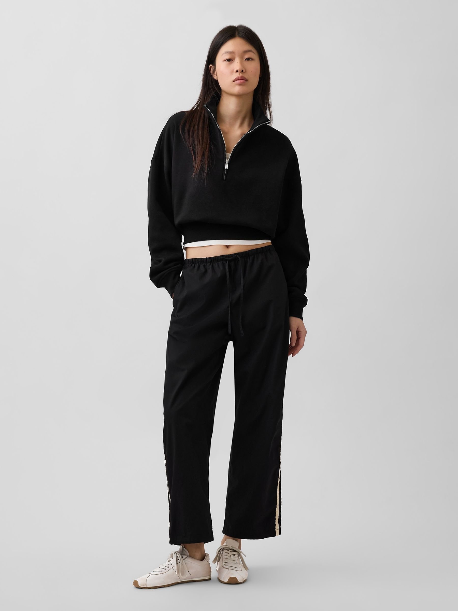 Black Cotton Poplin Relaxed Easy Stripe Trousers - Image 4 of 4
