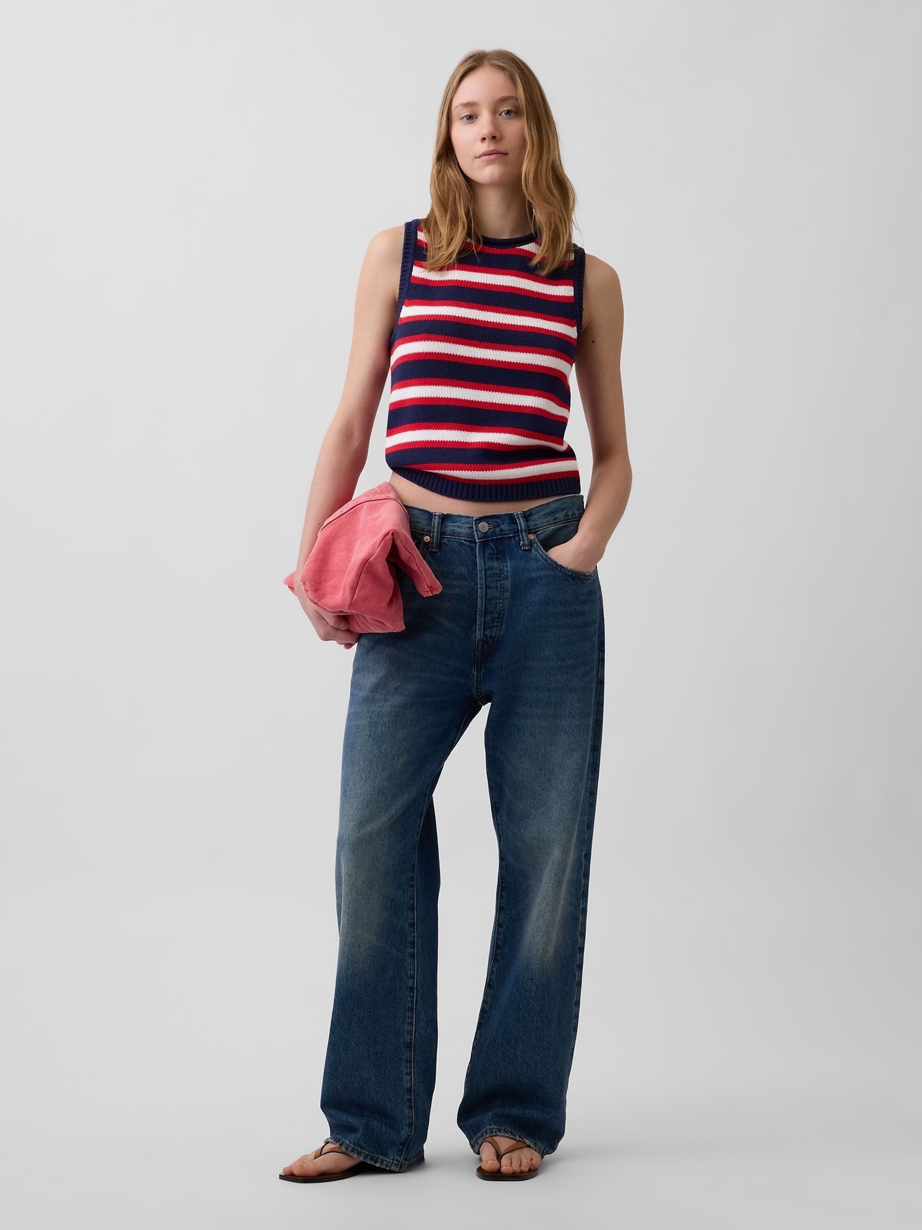 Navy/White/Red Knitted Vest - Image 3 of 4