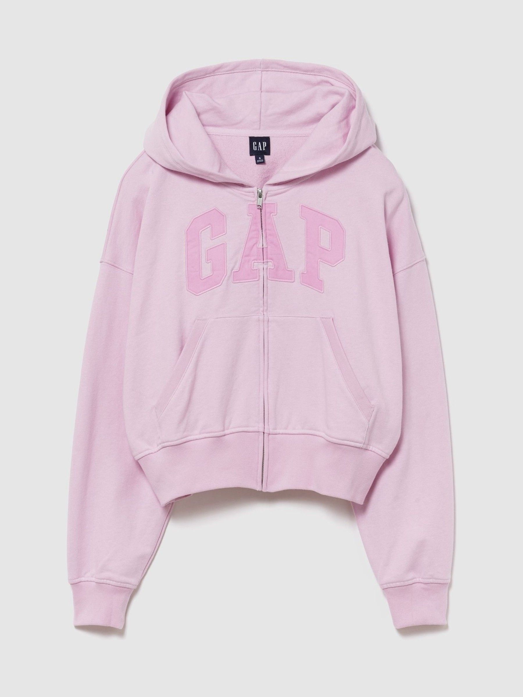 Light Pink French Terry Oversized Logo Zip Hoodie - Image 1 of 2