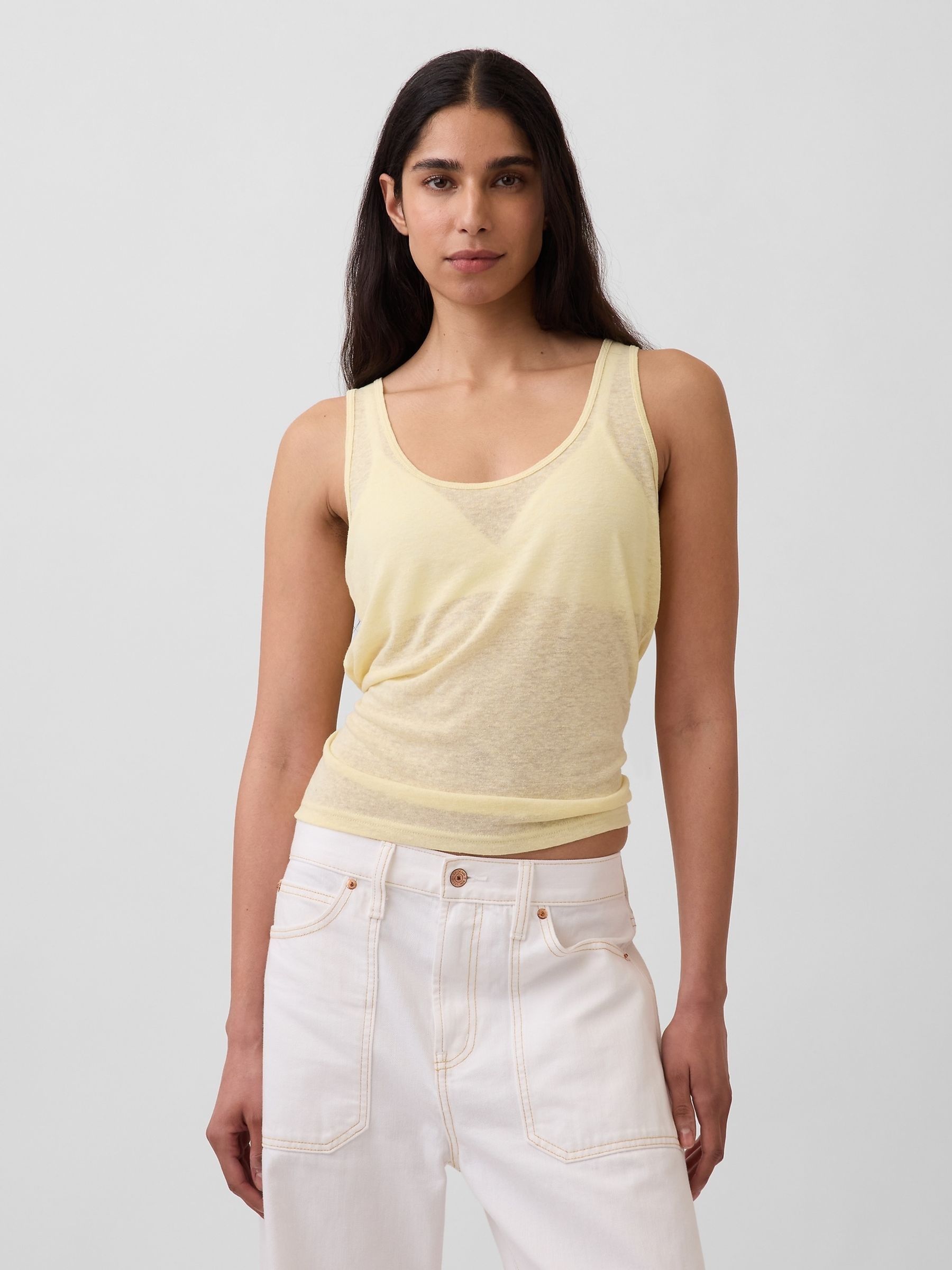 Yellow Linen-Blend Vest - Image 1 of 4