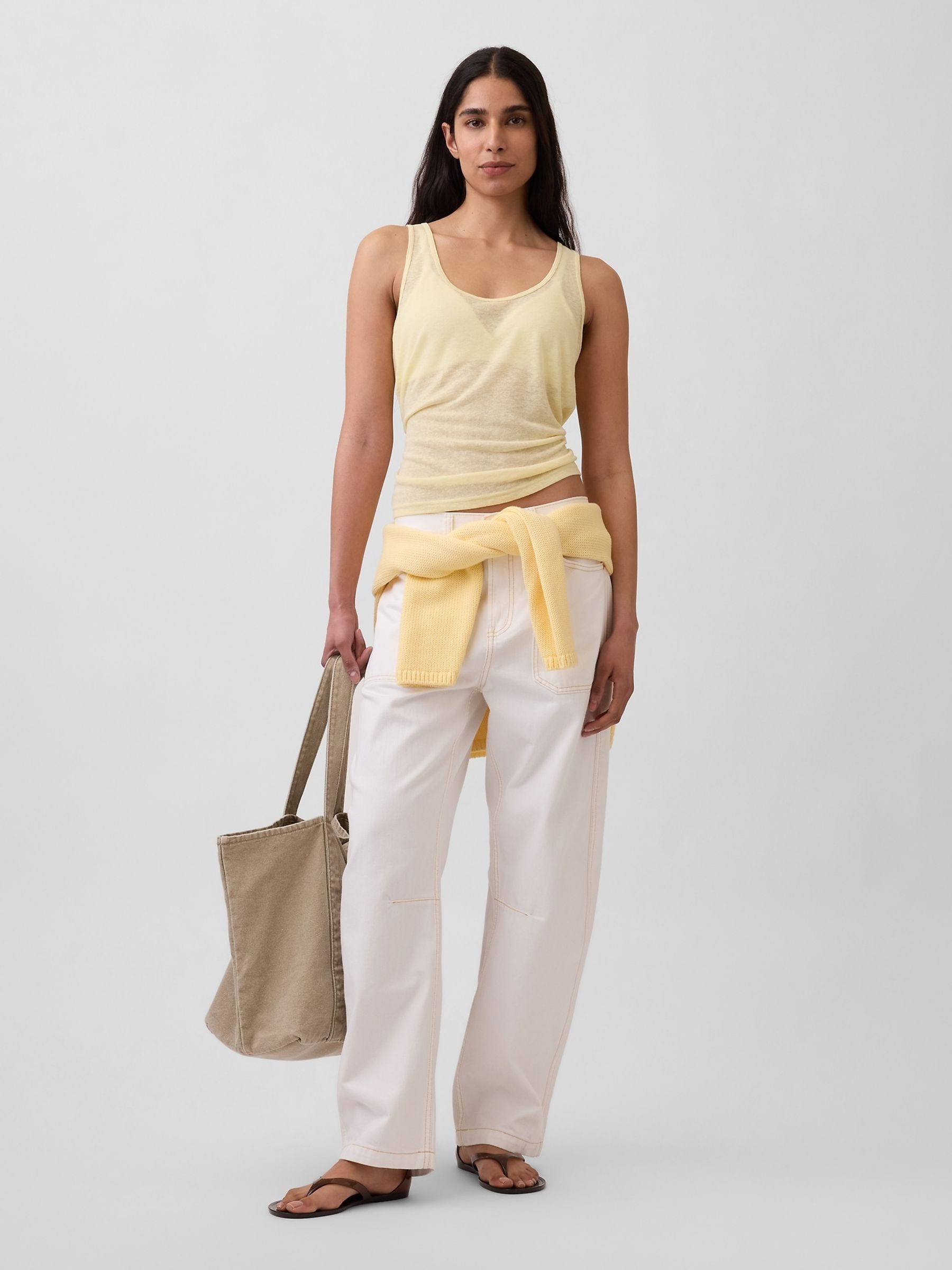 Yellow Linen-Blend Vest - Image 3 of 4